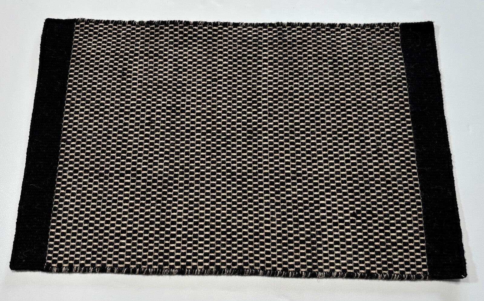 Kilim Dhurry Teppich 60x90cm Handgefertigt 100% Wolle Schwarz R126