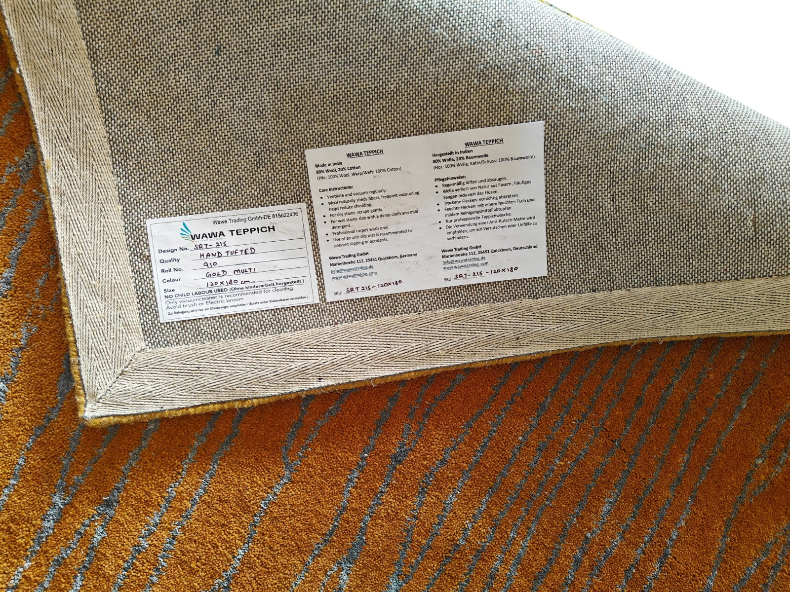 Handgetufteter Wolle Viskose teppich 120x180 Multi-Gold Modern Wohnzimmer SH215