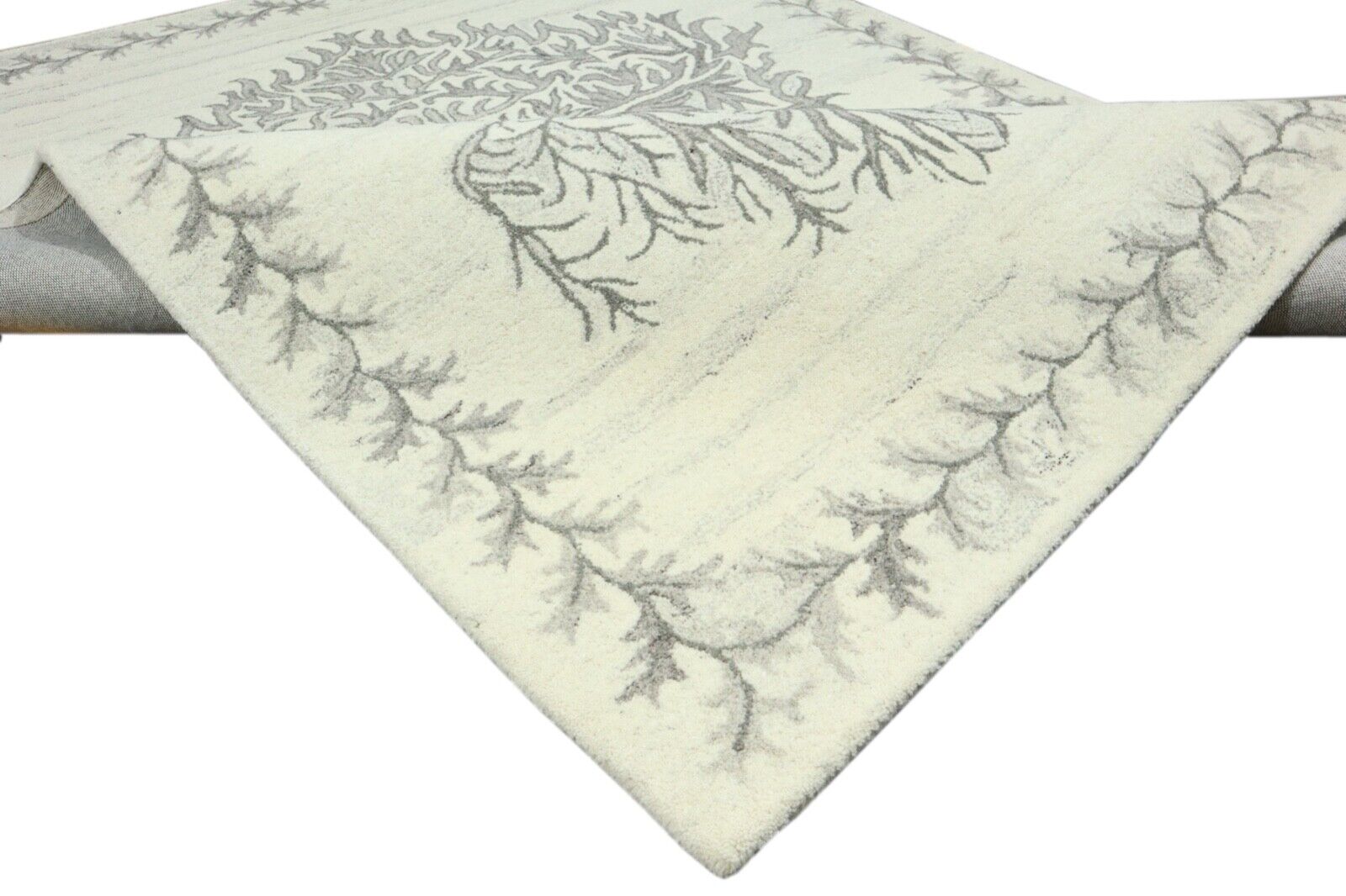 Beige Grau Teppich 100% Wolle 160X230 cm Handarbeit Handgetuftet T936