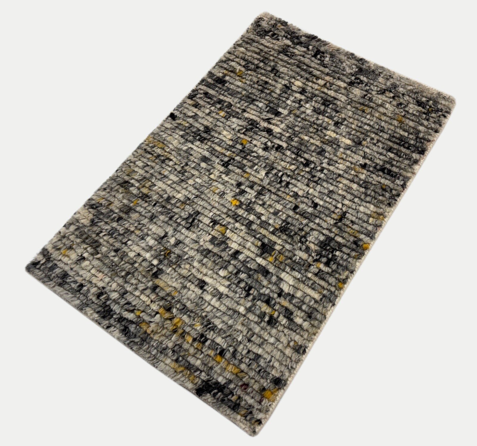 Handgeknüpfter 100% Wollteppich 60x90 Modern Design Teppich Grau Beige R03