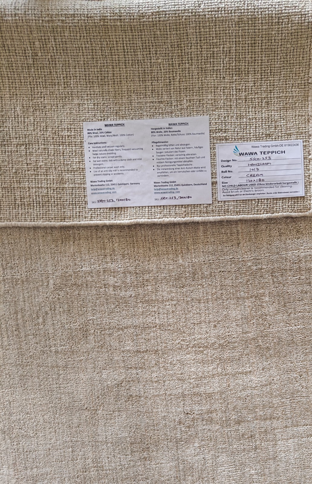 Tappeto tessuto a mano 120x180 crema effetto lucido lino piatto soggiorno SH253