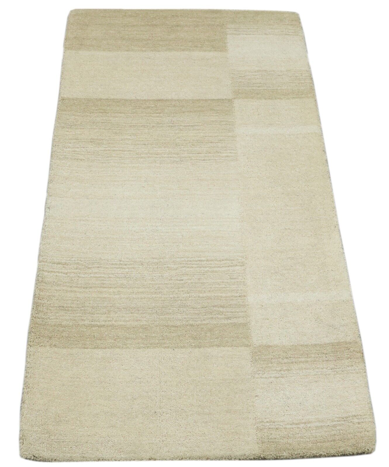 Tappeto Gabbeh 100% lana 70X140 cm fatto a mano beige annodato a mano T1027