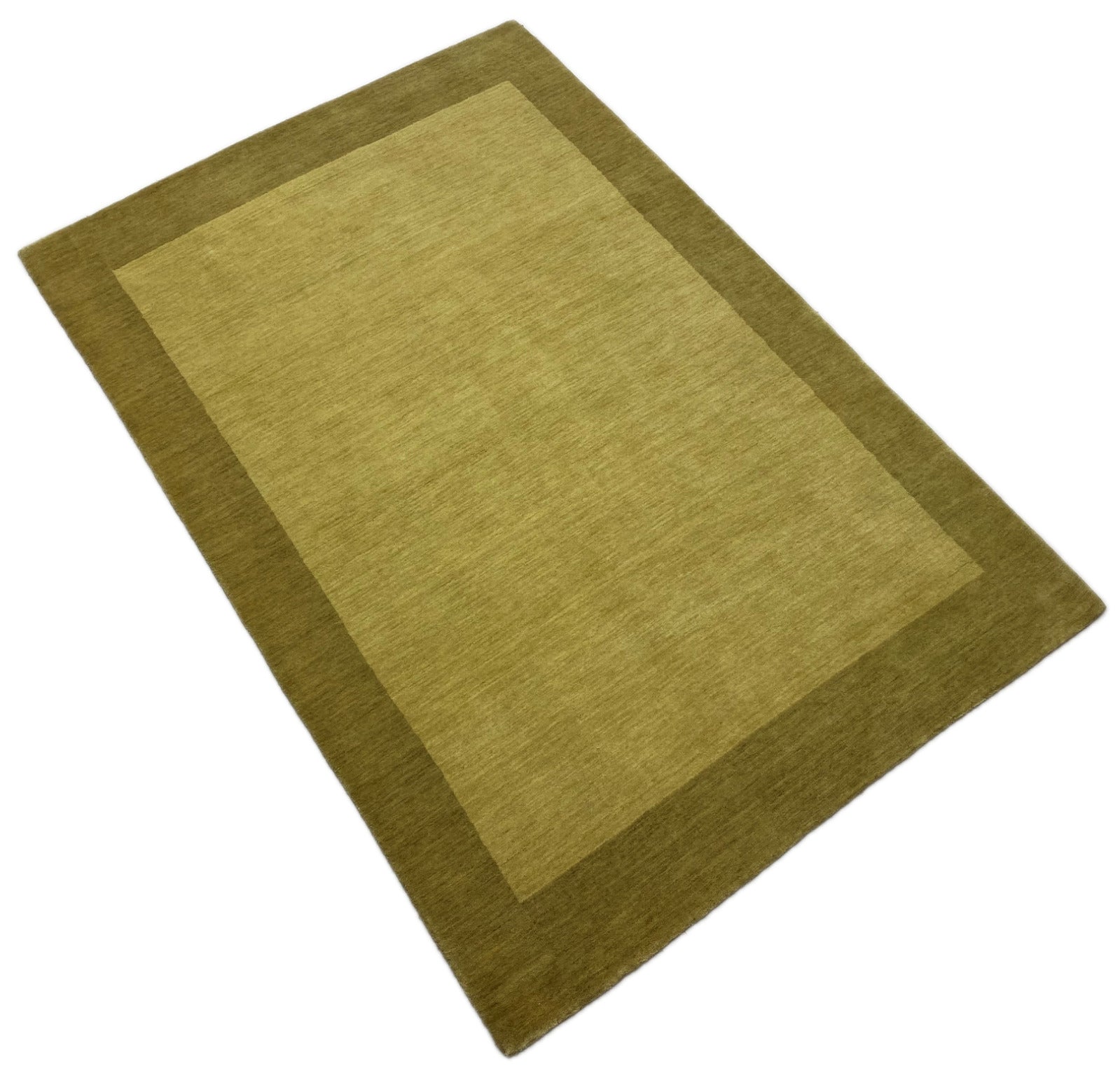 Handgefertigter Wollteppich 140x200 cm Hochwertig Olivbraun Sandbeige Modern 190