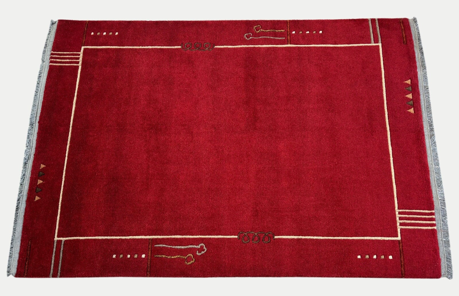 Rot Teppich Indo Nepal Handgeknüpft 100% Wolle 160X230 cm Orientteppich R19B