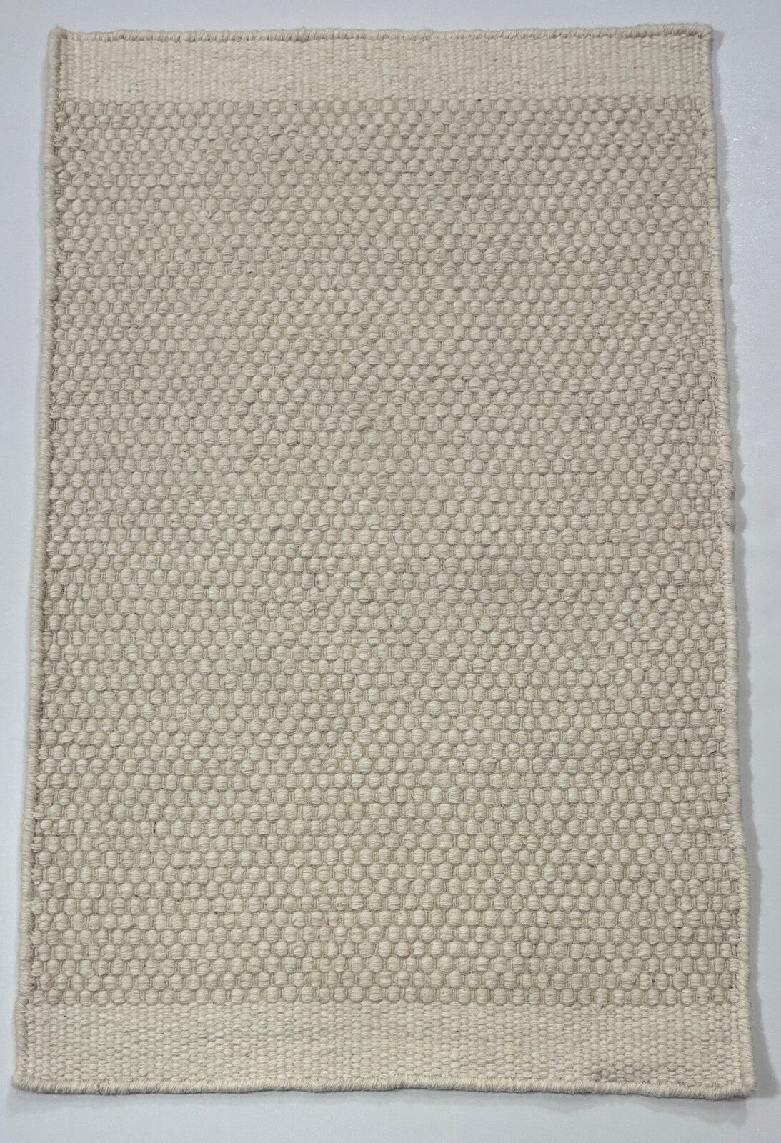 Kilim Dhurry Teppich 60x90cm Handgefertigt 100% Wolle Naturweiß D104