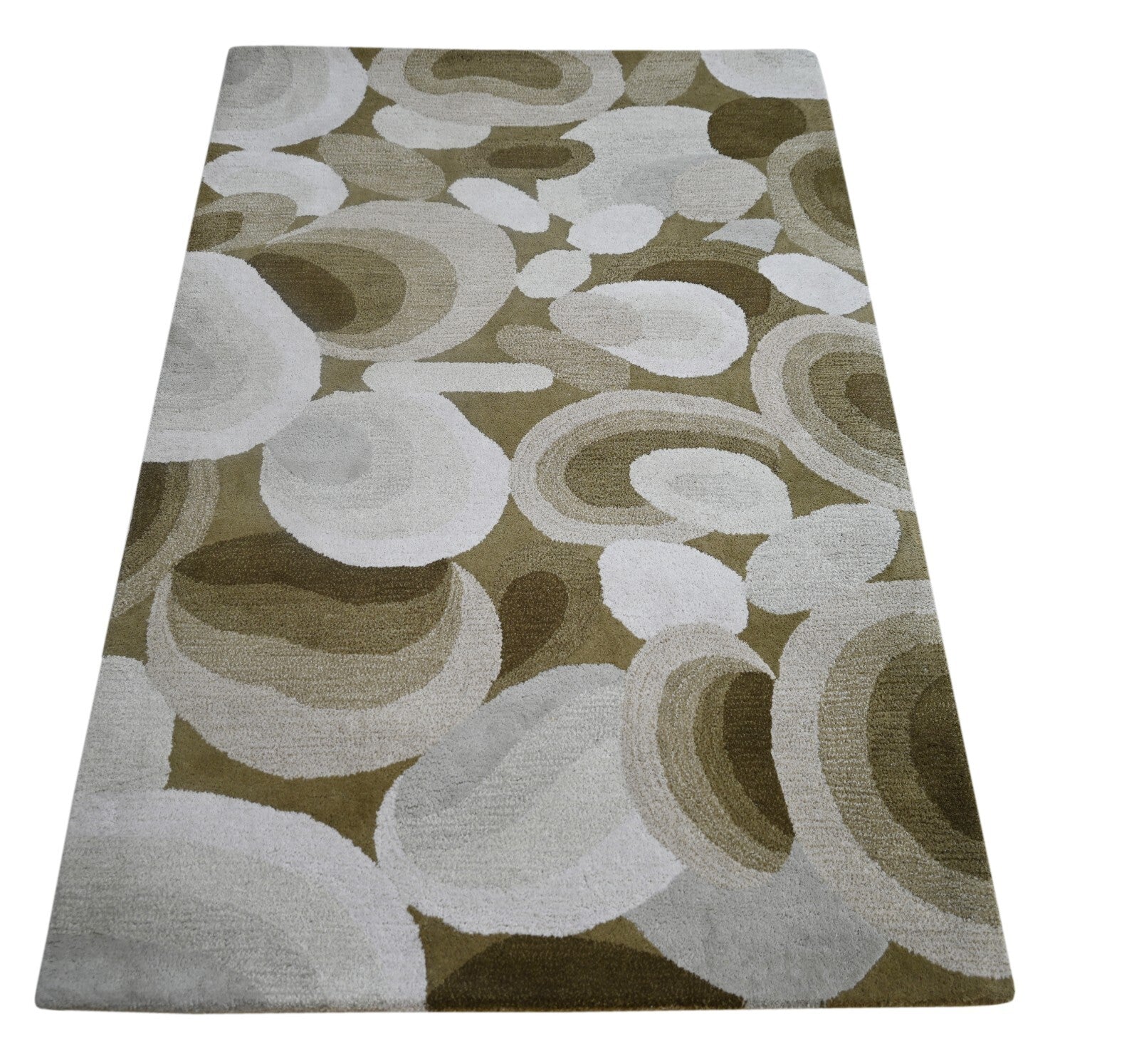 Handgetufteter Wolle teppich 120x180 Beige Modern Wohnzimmer SH249