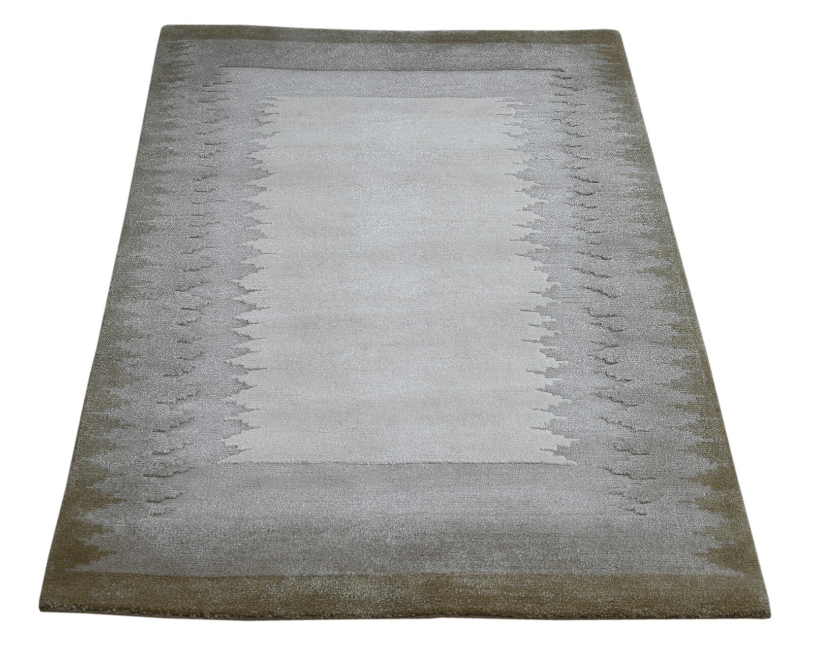 Modernes Handgeknüpfter Wolle 120x180 Vintage Creme Wohnzimmer Teppich SH148