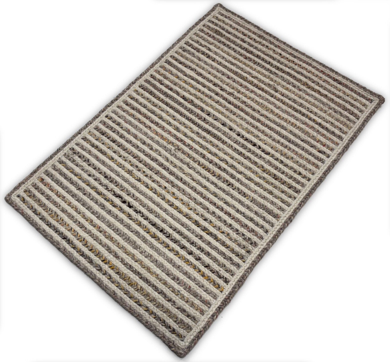 Kilim Dhurry Teppich 60x90cm Handgefertigt 100% Wolle Naturweiß R64