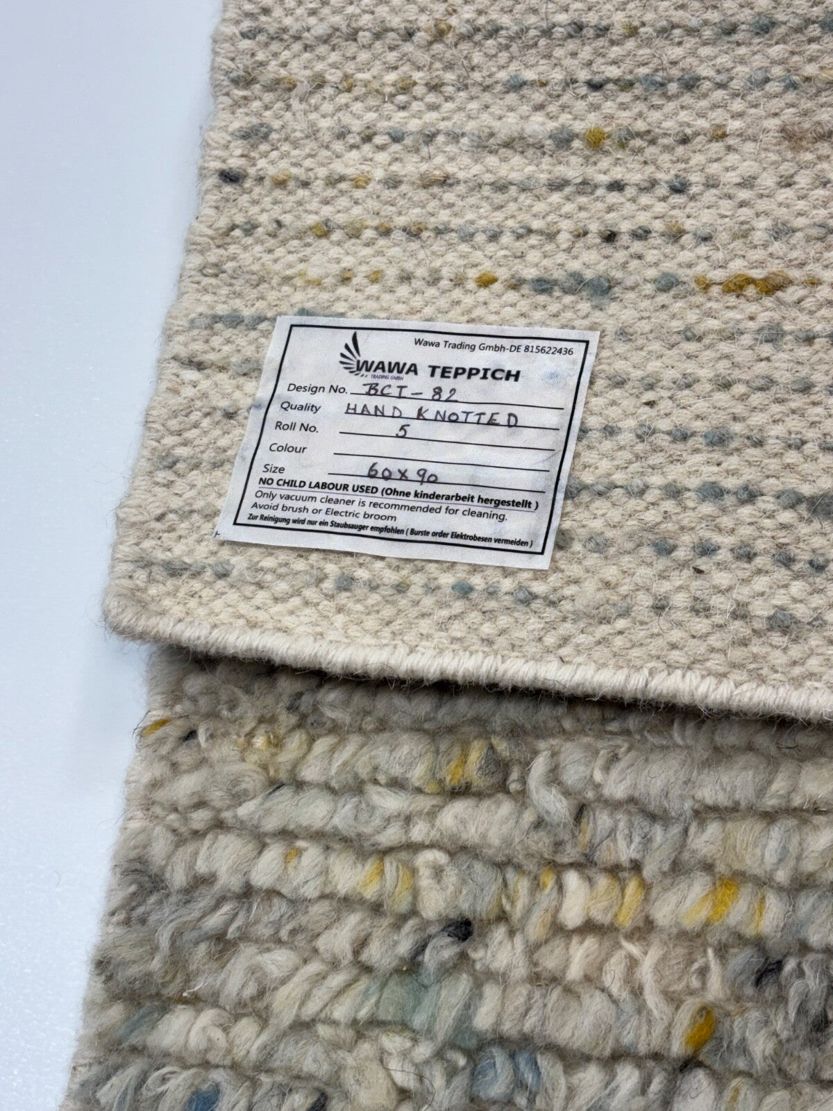 Hand-knotted 100% wool rug, 60x90 cm, modern design, beige/multicoloured, R5