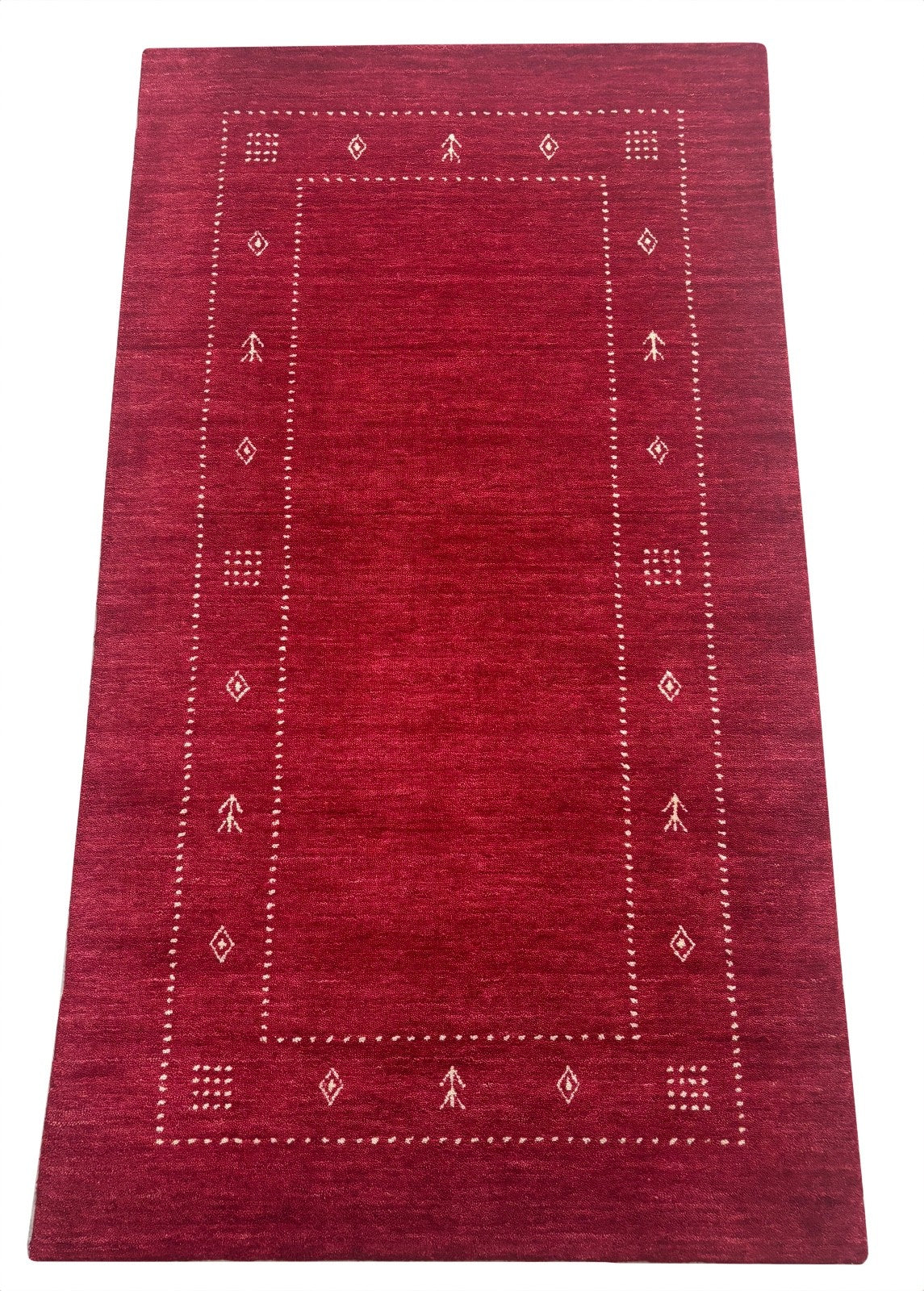 Rot Teppich 100% Wolle Handgefertigt 90X160 cm Handgewebt Gabbeh Orient AC06
