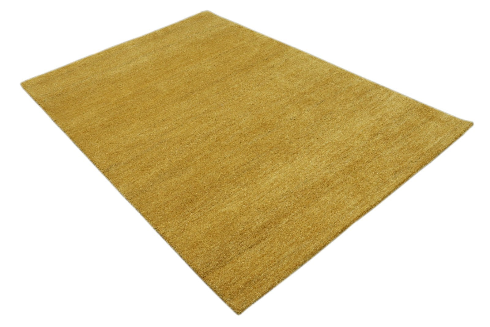 Gabbeh Teppich 100% Wolle Gold Uni Farbe 120x180 cm Handgemacht PL24