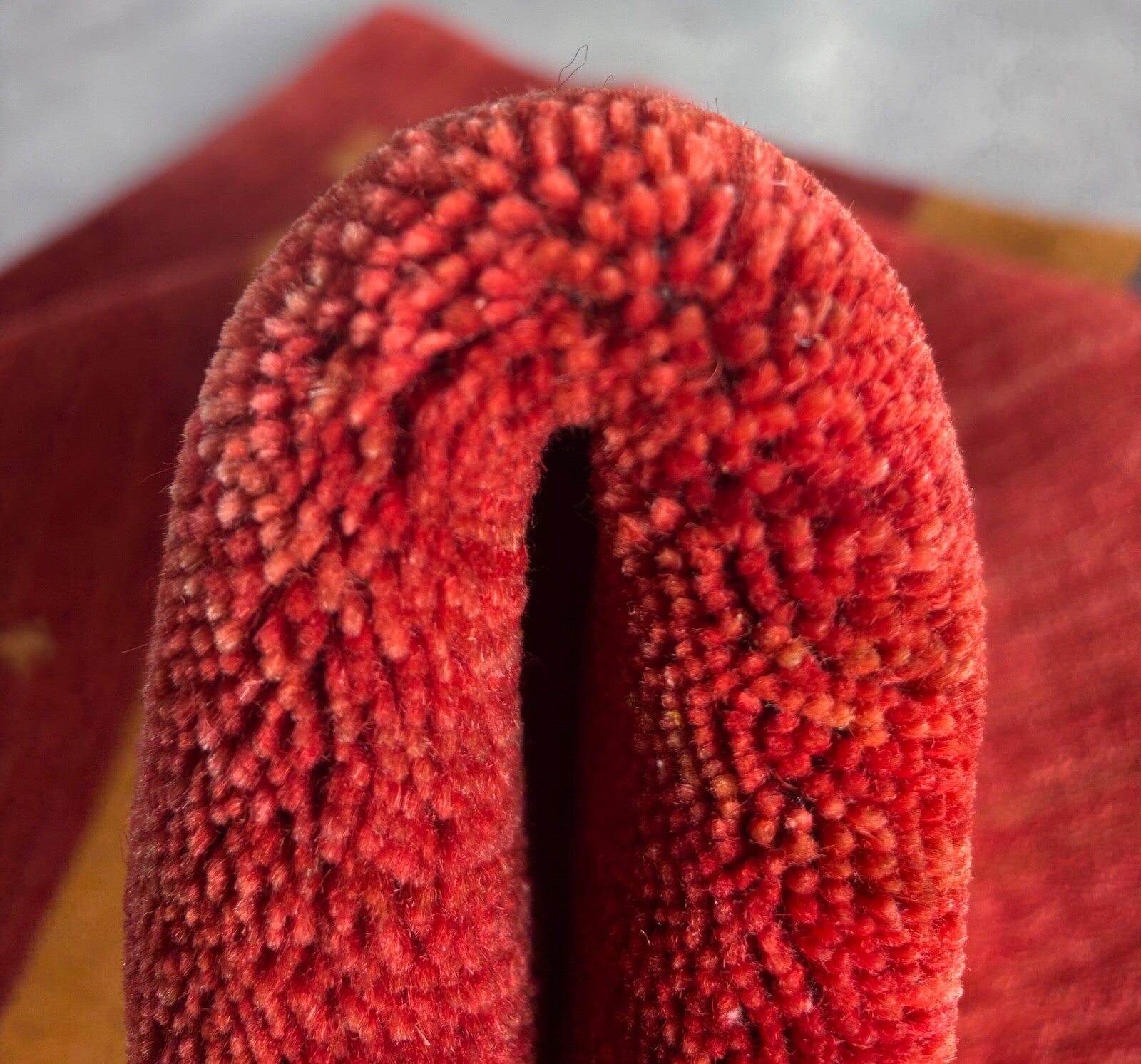 Wollteppich 250x350 Rot Blau Gelb Handgewebt Modern Unikat Orient Teppich Br13