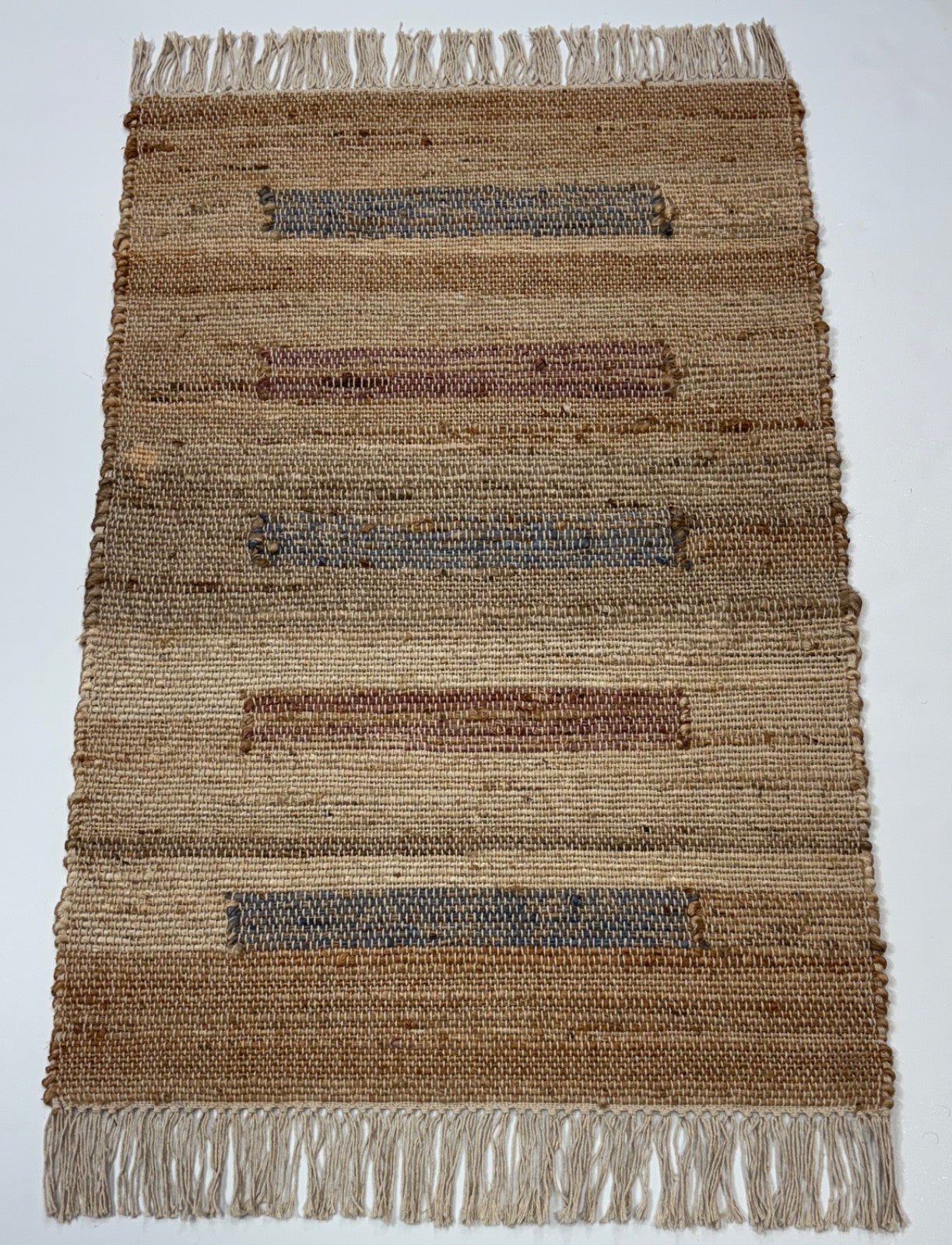 Jute Teppich 60x90 cm – Natur & Ethno Stil mit handgewebtem Muster D531