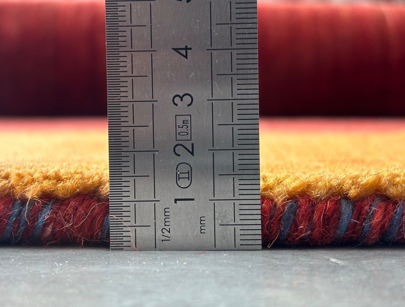 Wollteppich 250x350 Rot Blau Gelb Handgewebt Modern Unikat Orient Teppich Br13