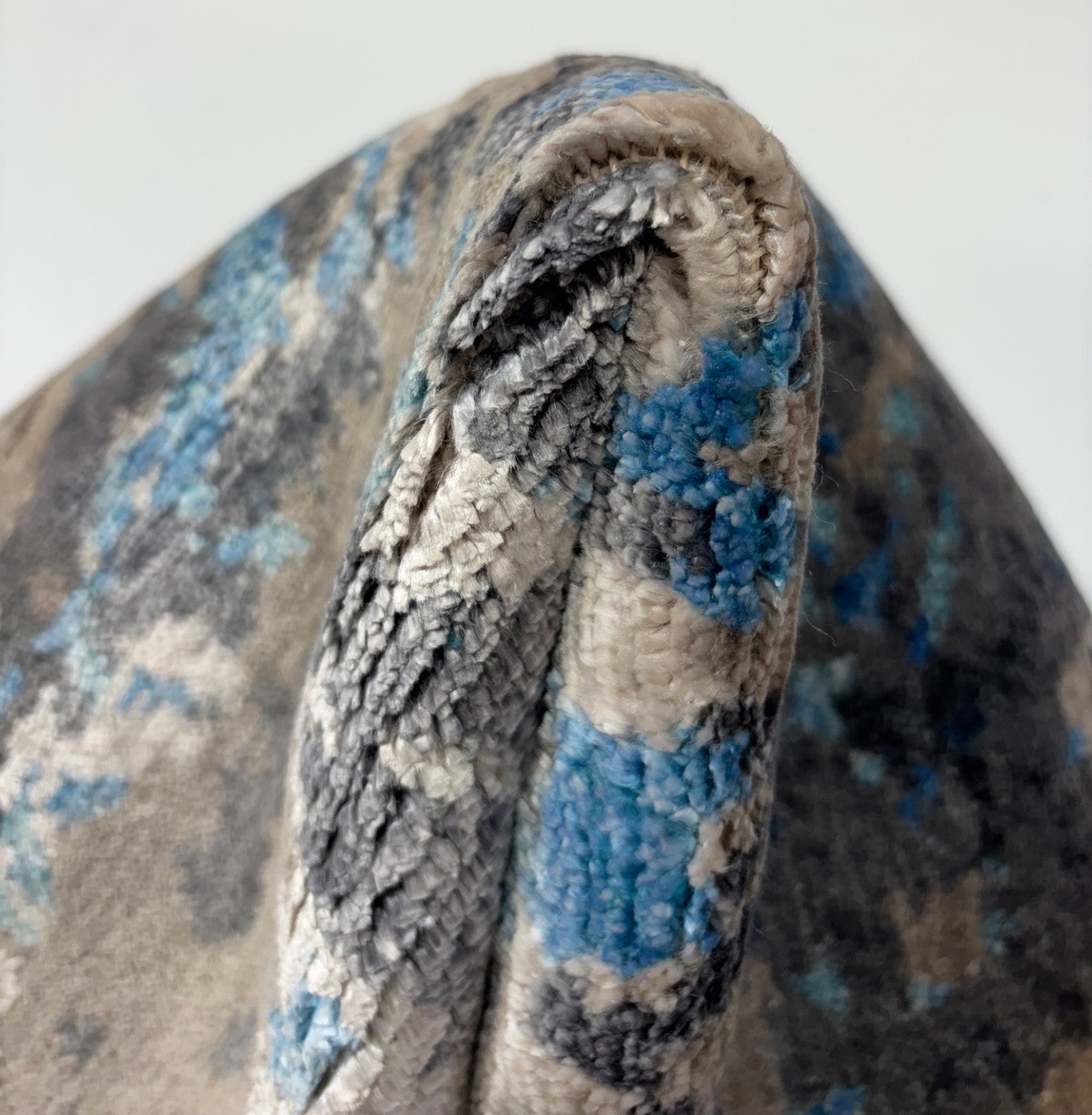 Handgeknüpfter Glanzteppich 60x90 Blau Grau Multicolor Bambus-Seide R121