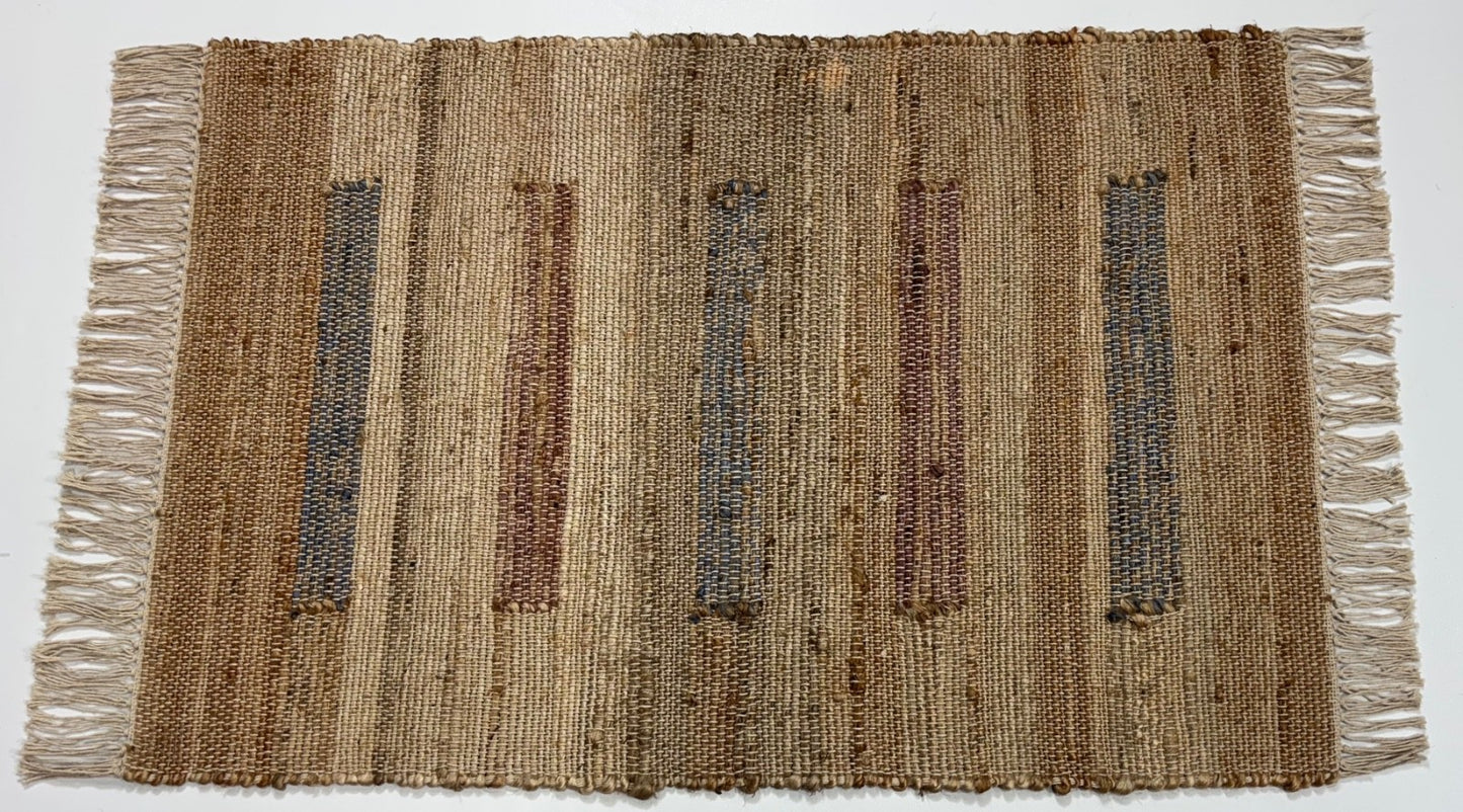 Jute Teppich 60x90 cm – Natur & Ethno Stil mit handgewebtem Muster D531