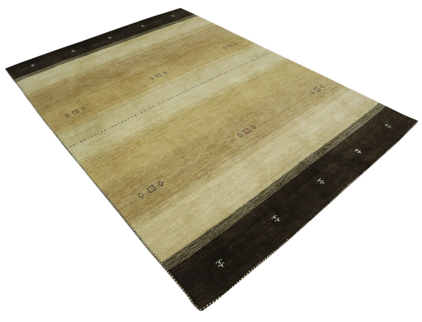 Matto 100% villaa 170x240 cm mustanbeige käsinkudottu Gabbeh LR1046