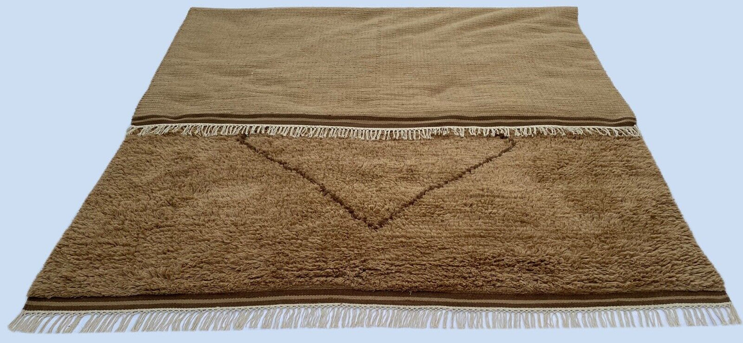 Berber Shaggy Teppich Morocco 100% Wolle Braun Handgefertigter BM2