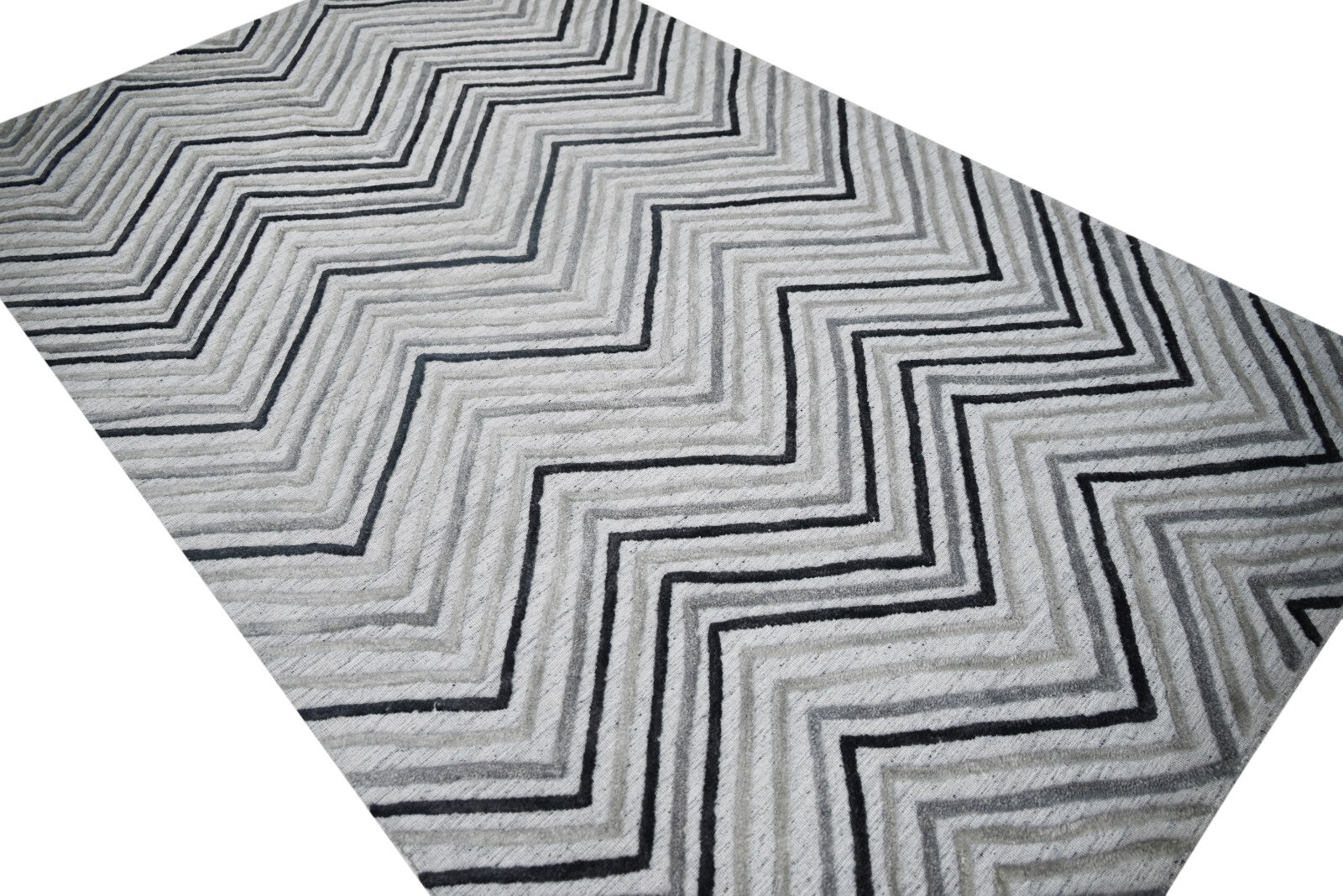 Handgewebter Teppich 150x240 Silber Wolle Glanzoptik Wohnzimmer SH121