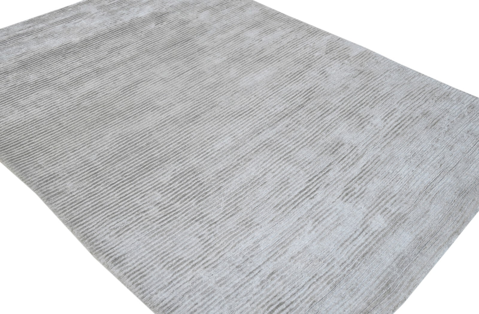 Handgewebter Teppich 90x150 WEISS Viskose Glanzoptik Wohnzimmer SH151