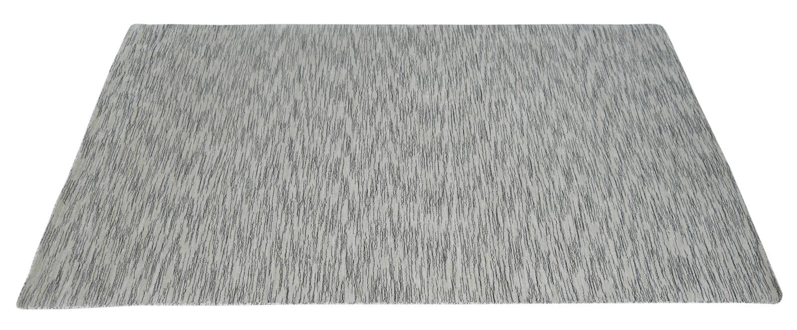 Handgewebter Teppich 160x230 Silber Glanzoptik Wolle Wohnzimmer SH141
