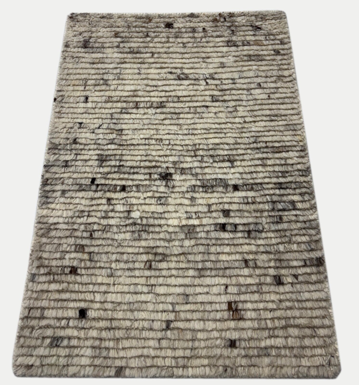 Ručno čvorani tepih od 100% vune 60x90 Moderni dizajnerski tepih bež boje BCI78