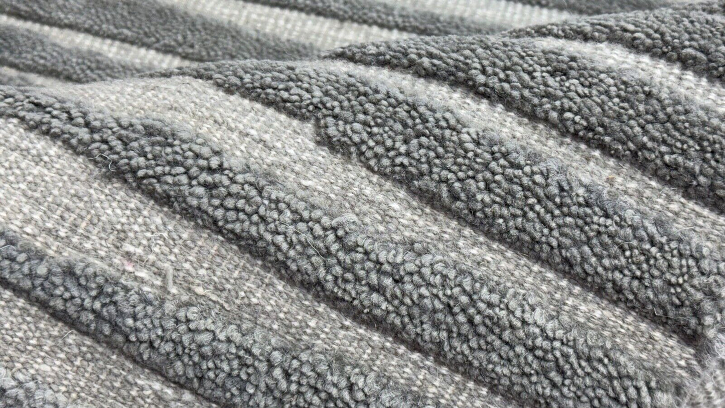 Handgeknüpfter Teppich 60x90 aus Wolle Modern Grau und Beige DKD-768