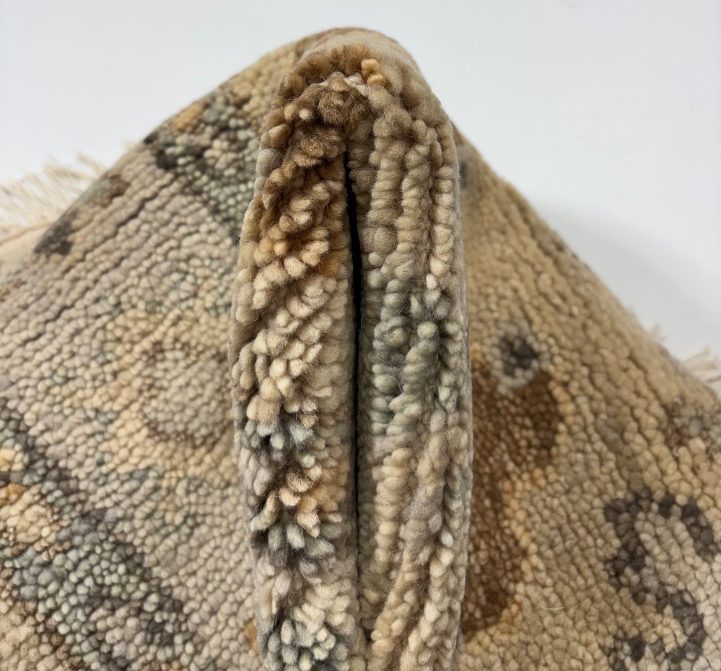 Handgeknüpfter Wollteppich 60x90 cm Kurzflor Modern Beige Teppich D765