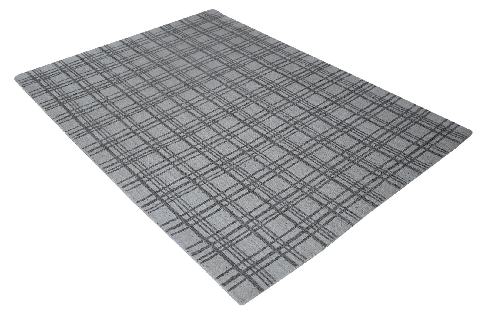 Handgewebter Teppich 170x240 Silber Glanzoptik Woll-Viskosem Wohnzimmer SH118