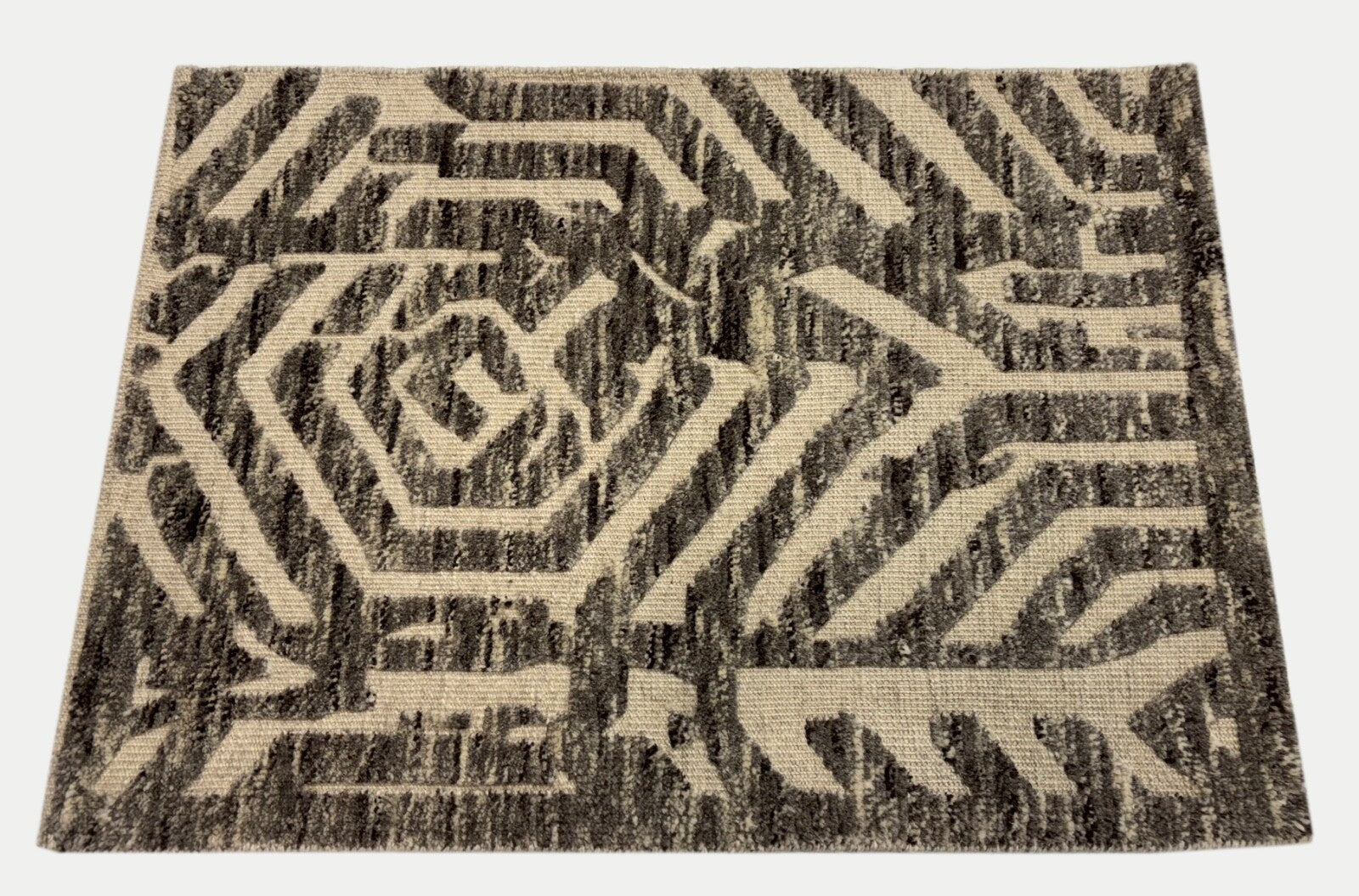 Tappeto annodato a mano in lana 100% 60x90cm Design moderno Naturale Grigio Beige ST138