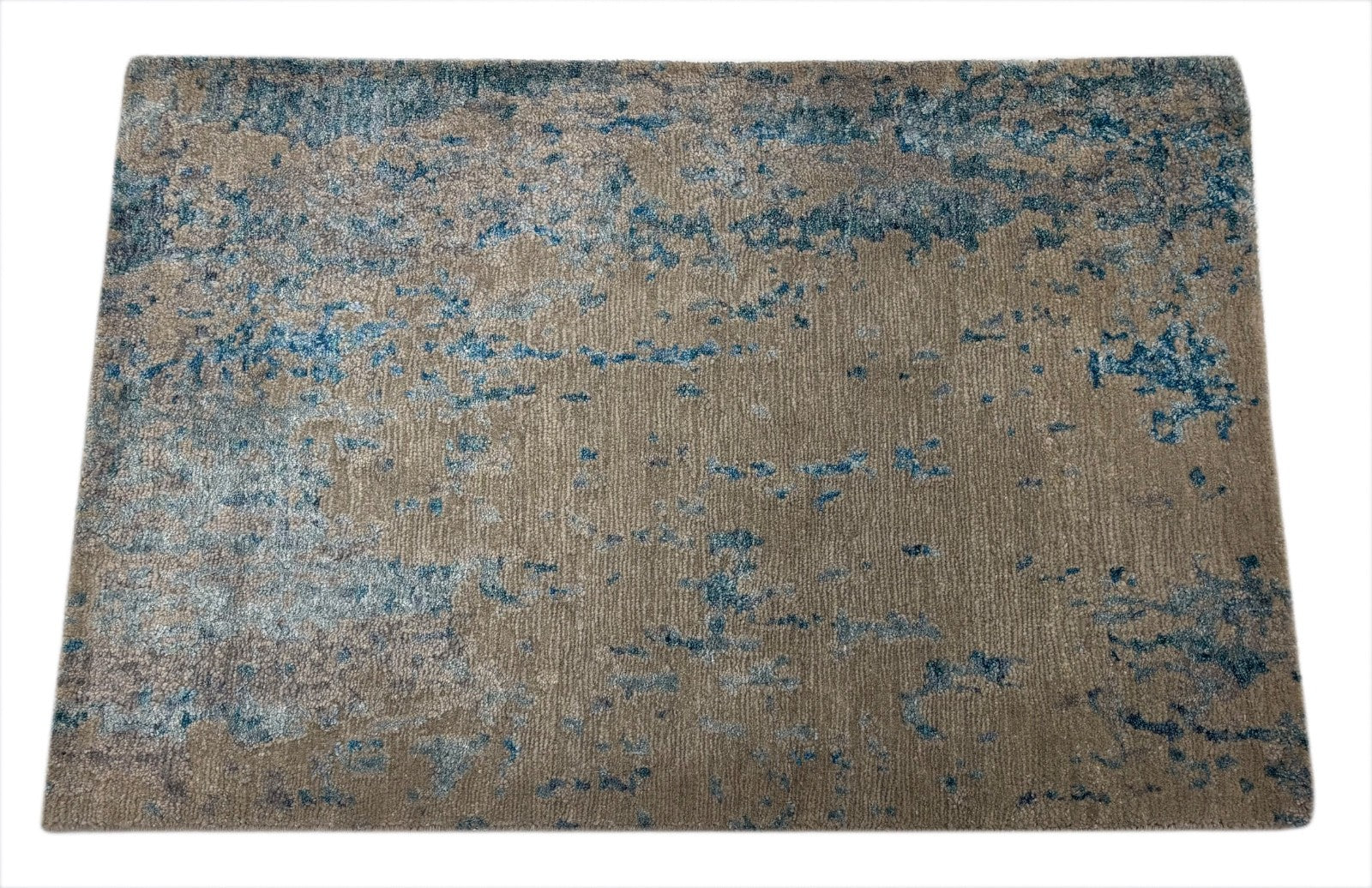 Orientteppich 60x90 cm Handgeknüpft Viskose Blau Grau Multicolor Glanz R72