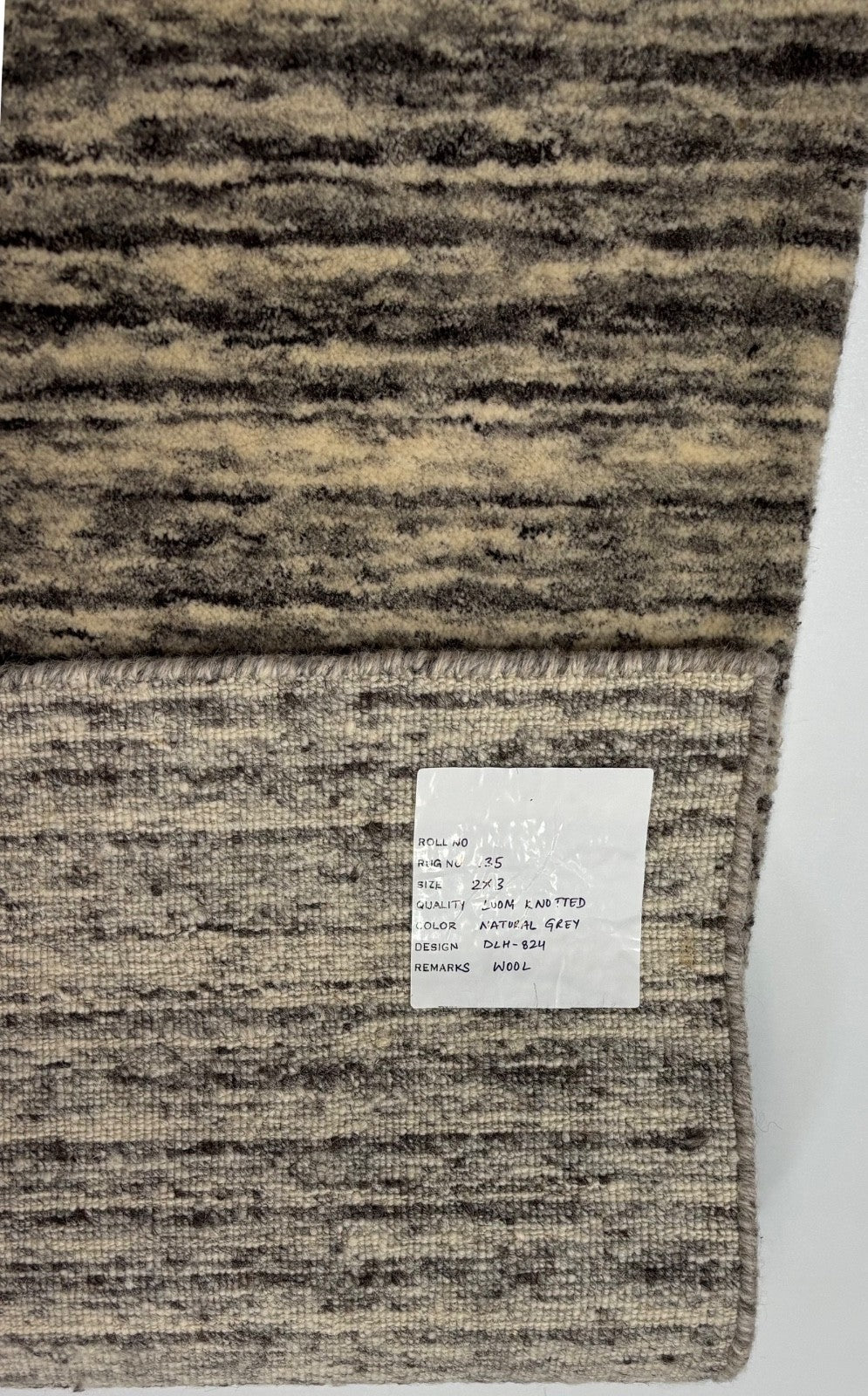 Handgewebter Wollteppich 60x90 cm Multigrau Modern Design Teppich D824