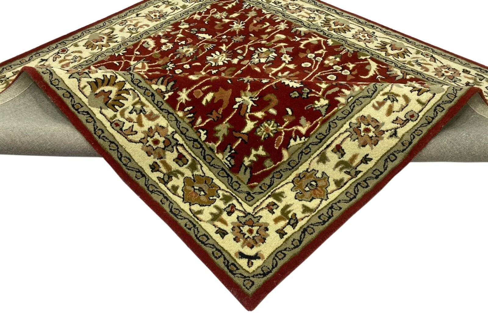 Orientteppich Rot Teppich 100% Wolle Herati Braun Beige Handgetuftet Handgewebt