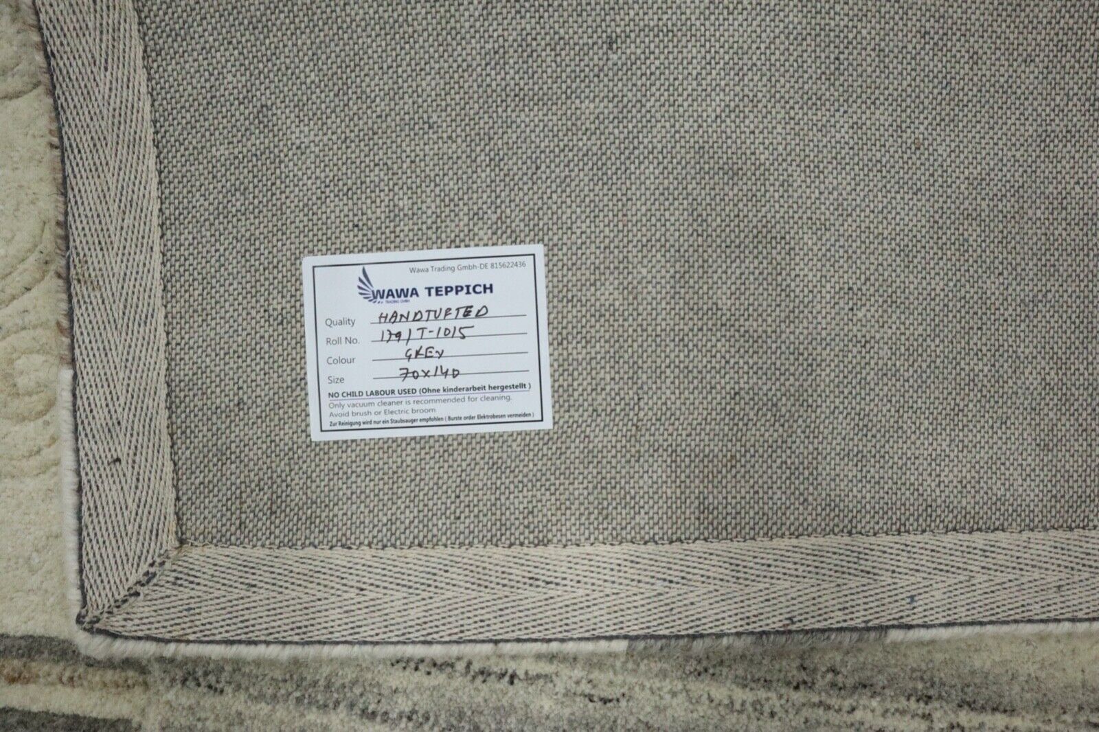 Gabbeh Teppich 100% Wolle 70X140 cm Handarbeit Grau Beige Handgetuftet T1015