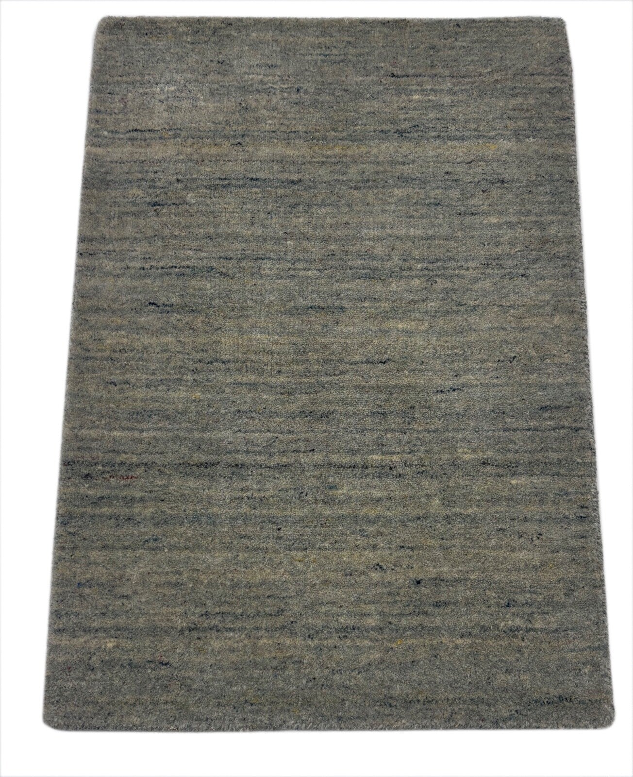 Handgewebter Wollteppich 60x90cm Dunkelgrau Modern Handgefertigt D126