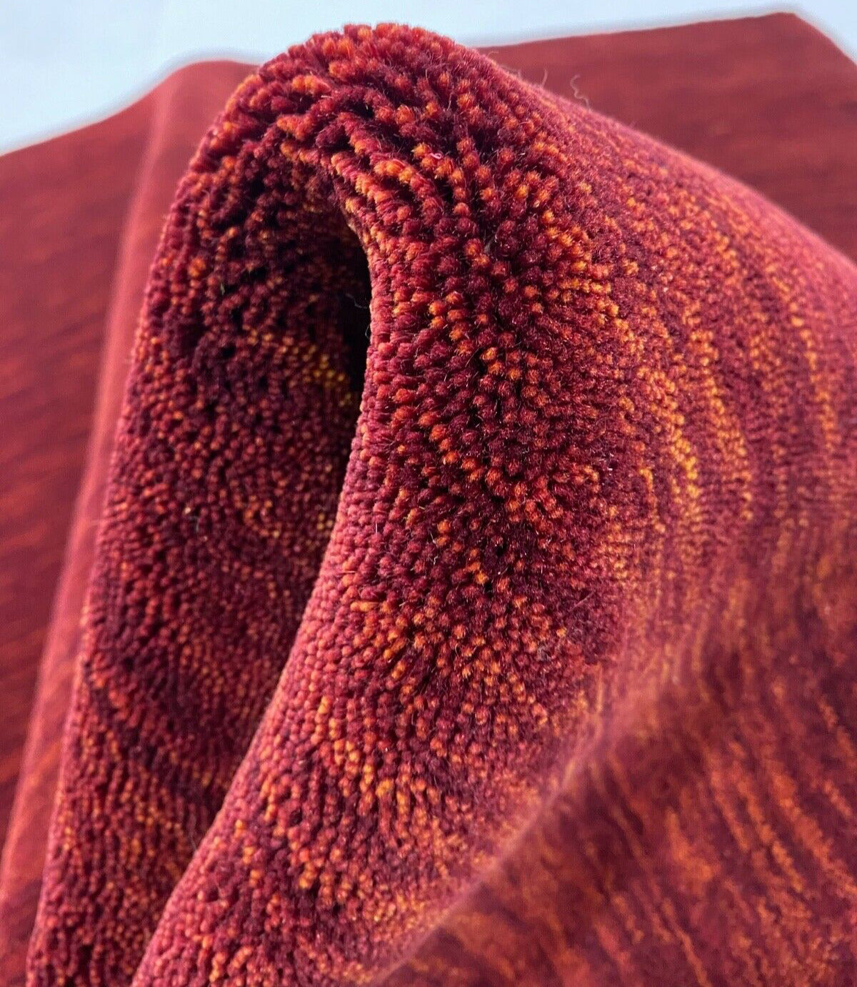 Dunkel Rot Teppich Handgefertigter Hochwertig Wollteppich 123x176 cm S193