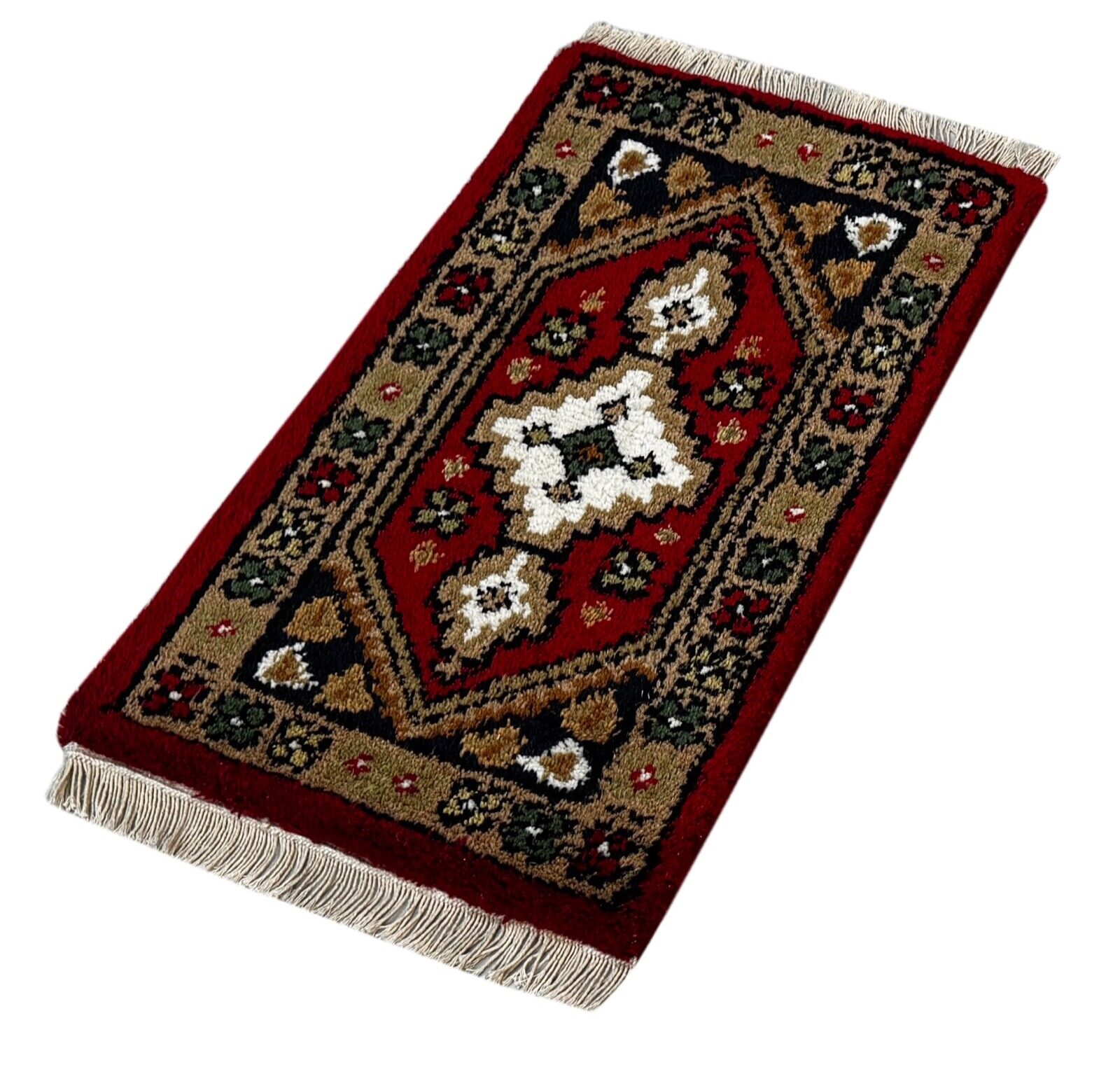 Fußmatten 40X60 CM Handgeknüpft Teppich 100% Wolle Rot Gold Brücke Automatten