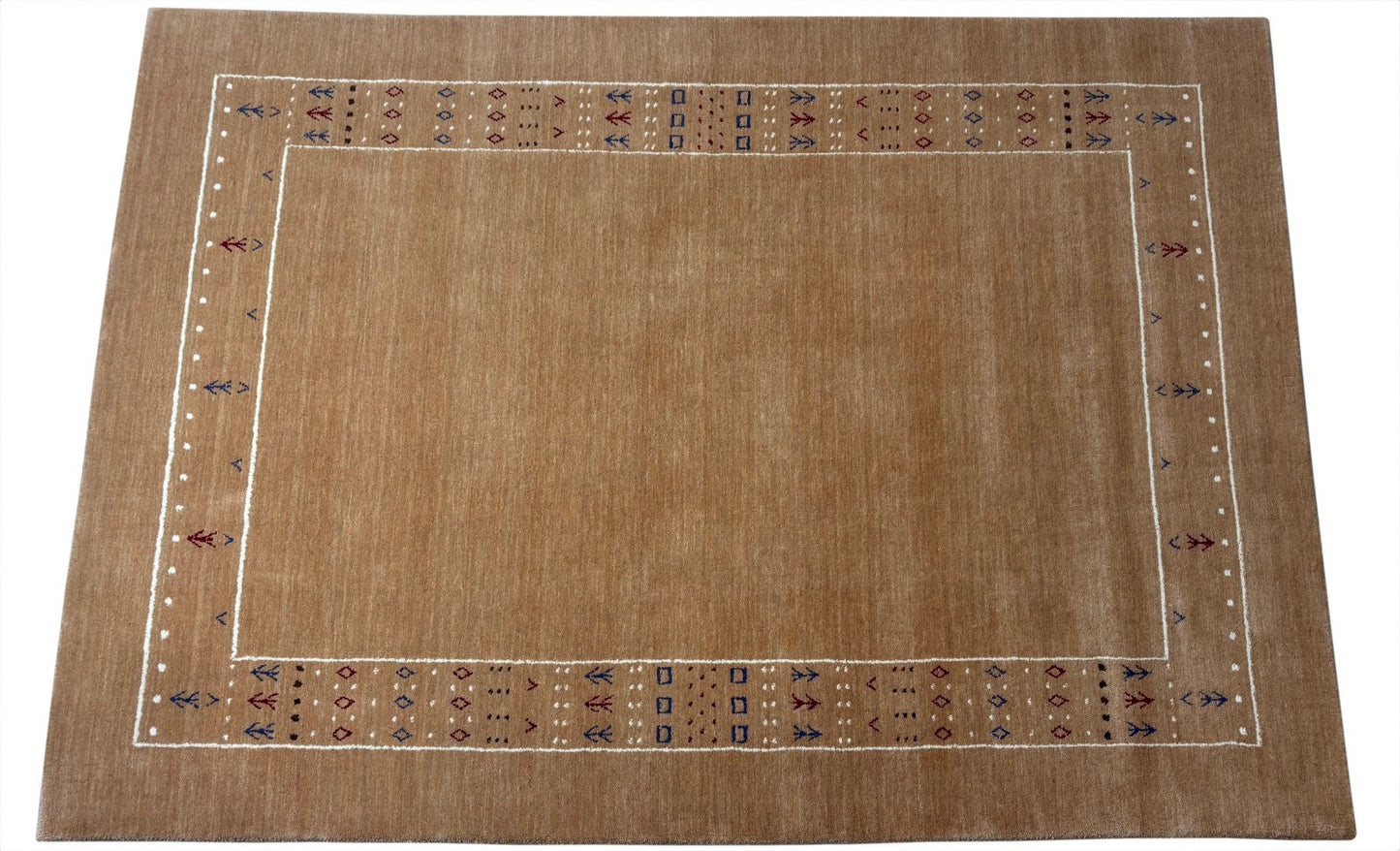 Gabbeh Teppich 140x200 cm Handgewebt 100% Wolle Peach Caramel Orient Modern ac1