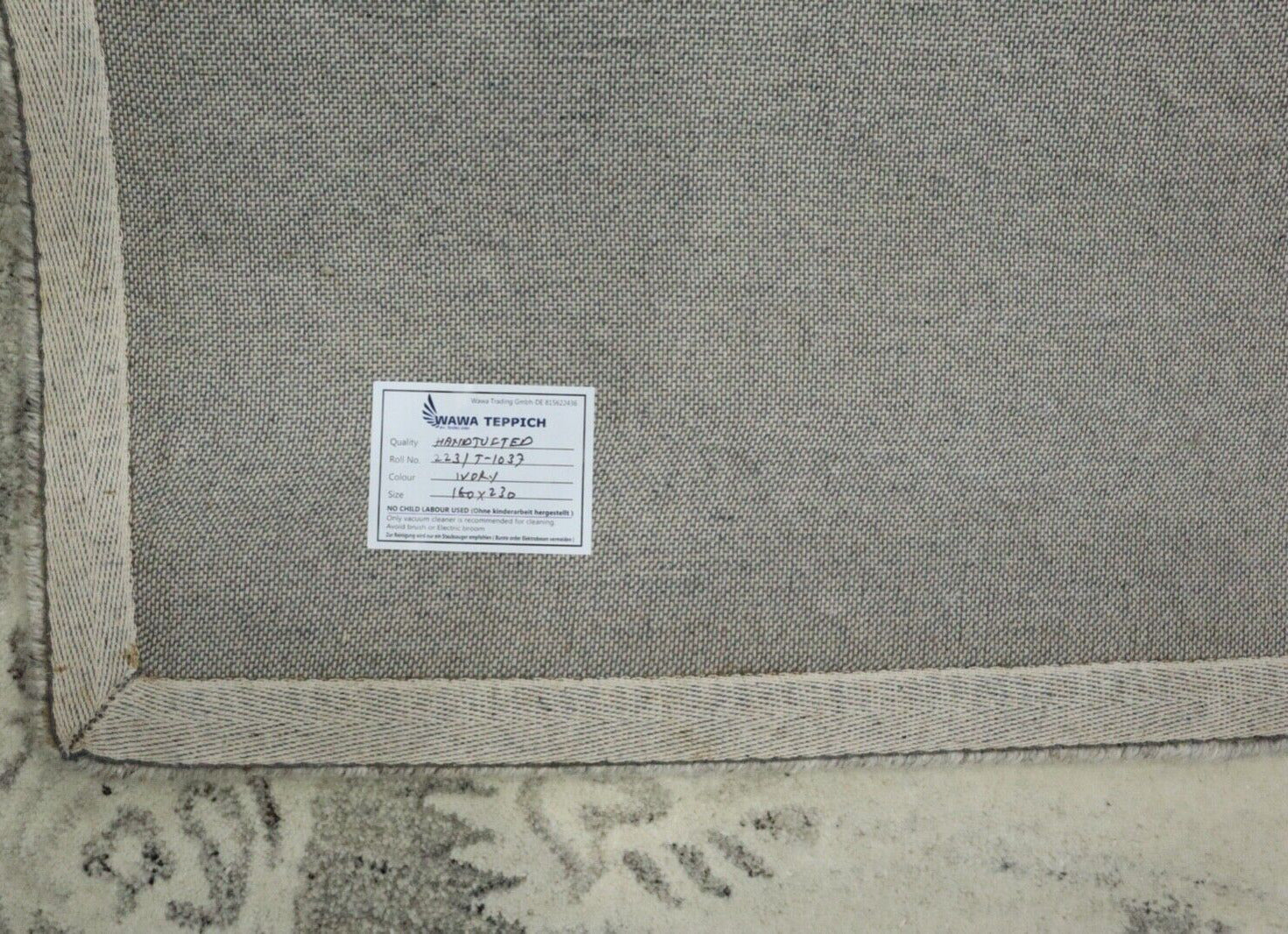 Beige Teppich 100% Wolle 160X230 cm Handarbeit Handgetuftet T1037
