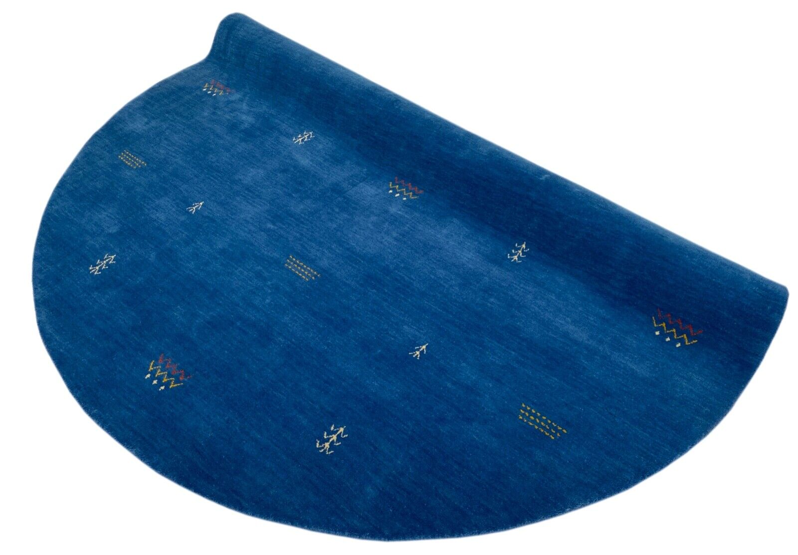 Rund Gabbeh Blau Teppich 200x200 cm Handgewebt 100% Wolle Lori G64T6