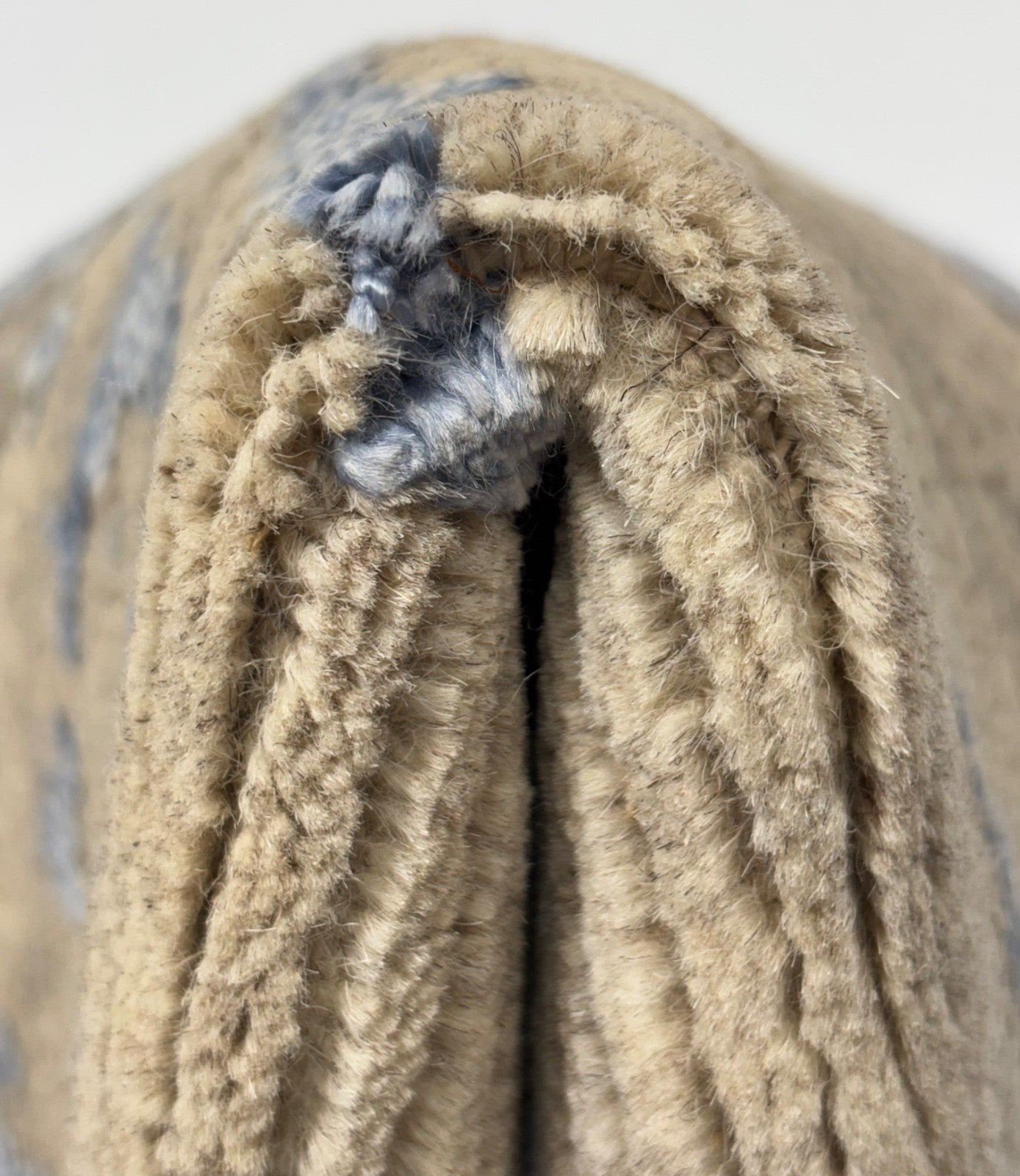 Handgeknüpfter Design Teppich 60x90 Beige Blau Wolle Bambus Seidenglanz R116