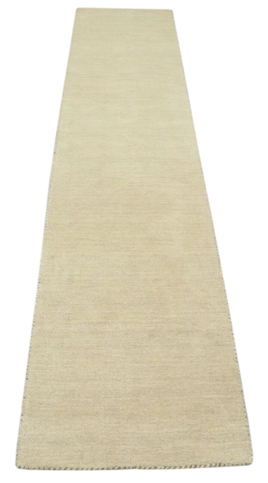 Beige Brücke Teppich 100% Wolle 70X315 cm Handarbeit Läufer Handgetuftet T982