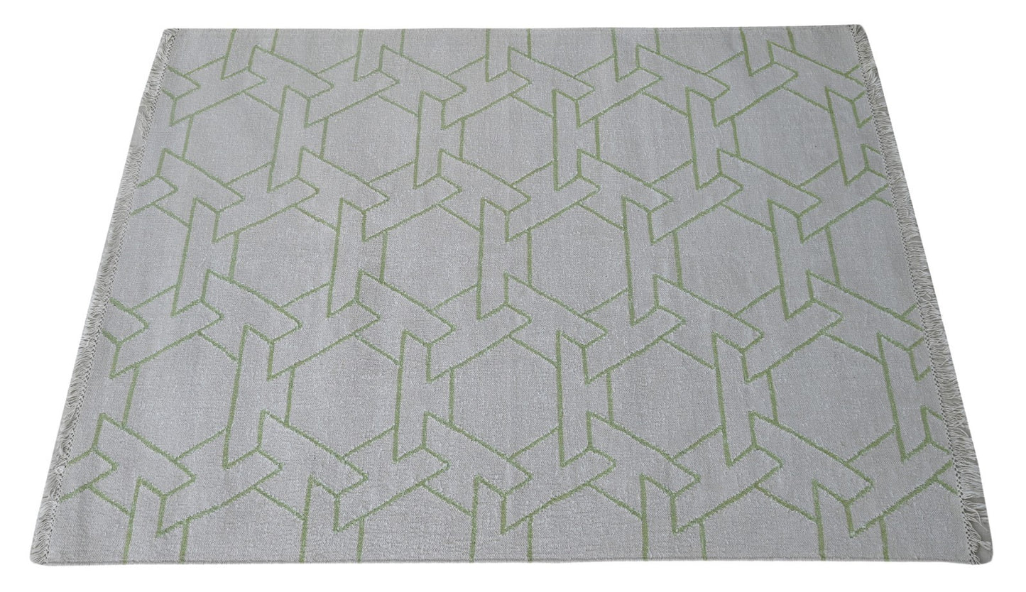 Bunter Wollteppich 120x180 cm Handgefertigt Modern Teppich sh194