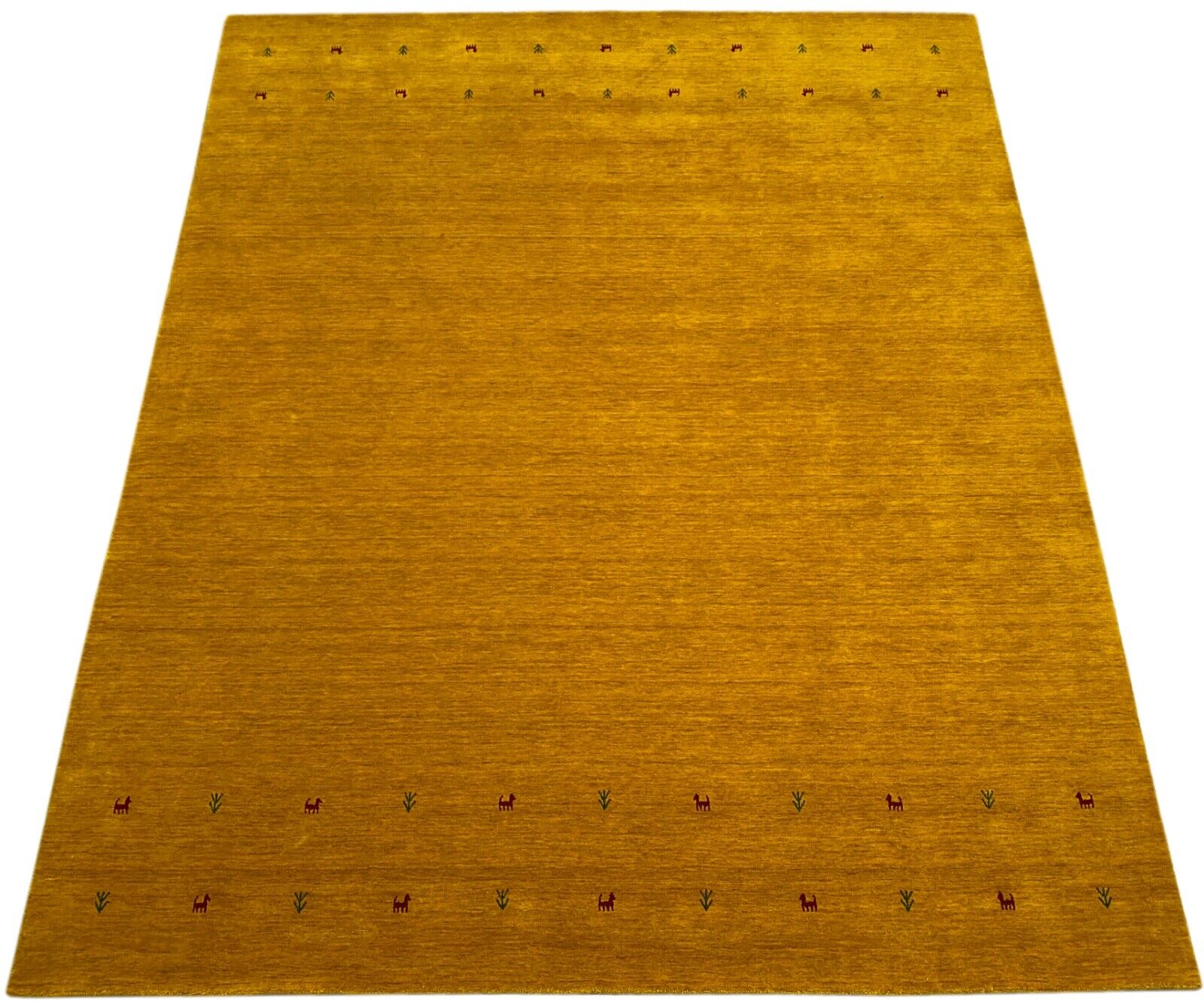 Gold Gabbeh Teppich 100% Wolle Orientteppich Handgewebt Loom Brücke G625T3