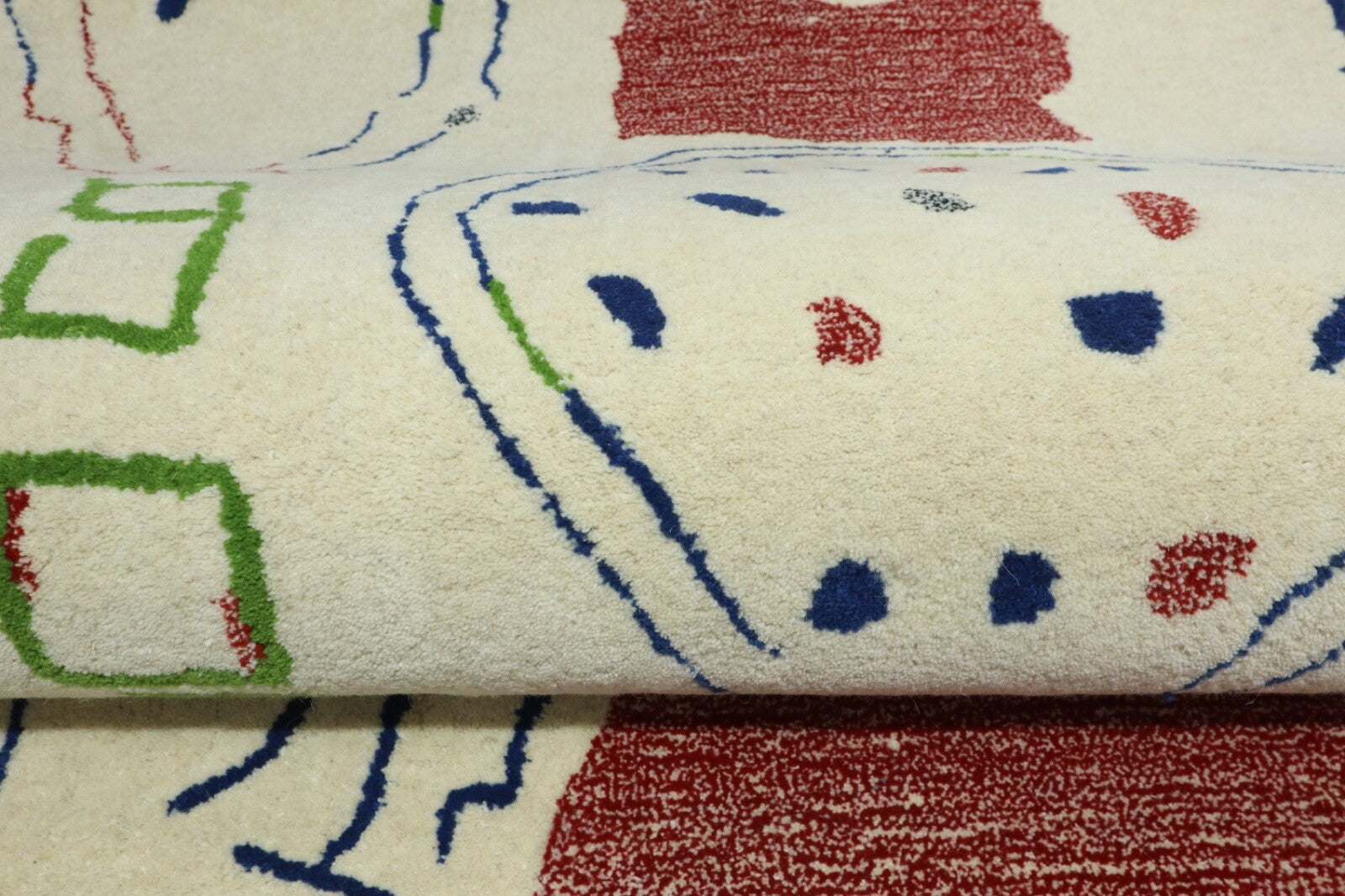 Wollteppich 120x180 Beige Bunt Abstrakt Marokko Design Handgetuftet HT317