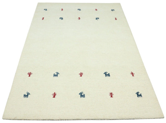 Beige Grau Teppich 100% Wolle 160X230 cm Handarbeit Handgetuftet T941