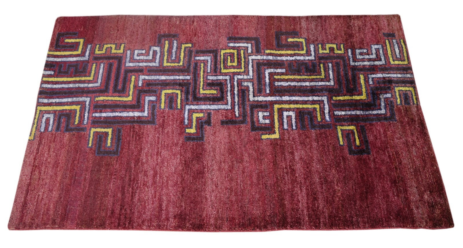 Modernes Handgeknüpfter Wolle 150x240 Vintage Rot Wohnzimmer Teppich SH164