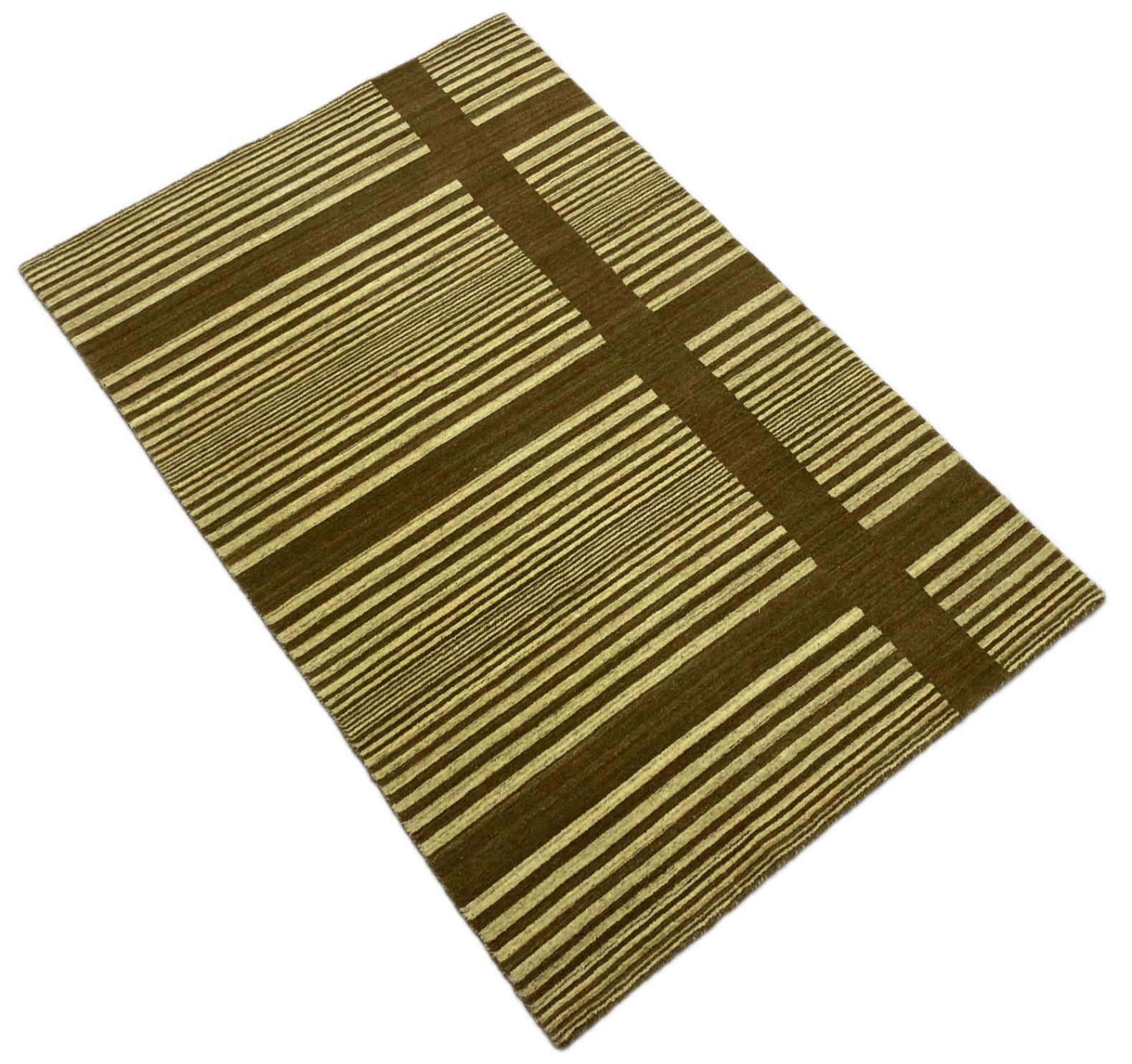 Teppich 100% Wolle Beige braun Gabbeh lori Handgewebt 125x185 cm Naturwolle S195