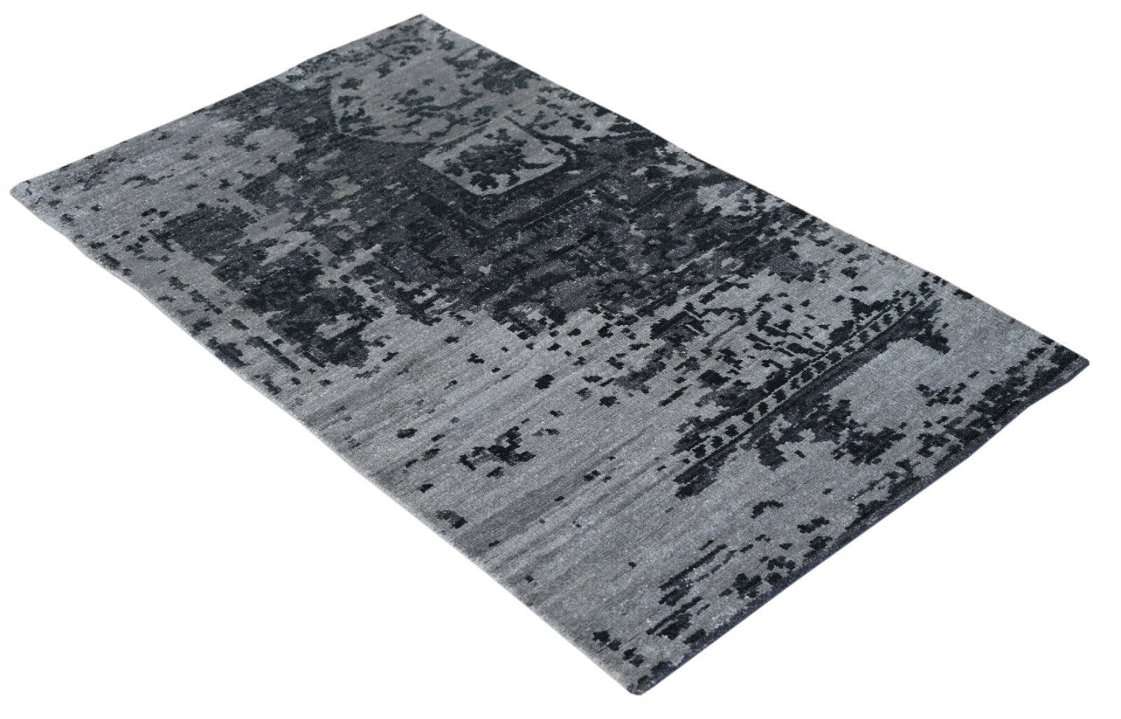 Tappeto moderno in lana annodato a mano 90x150 grigio vintage per soggiorno SH156