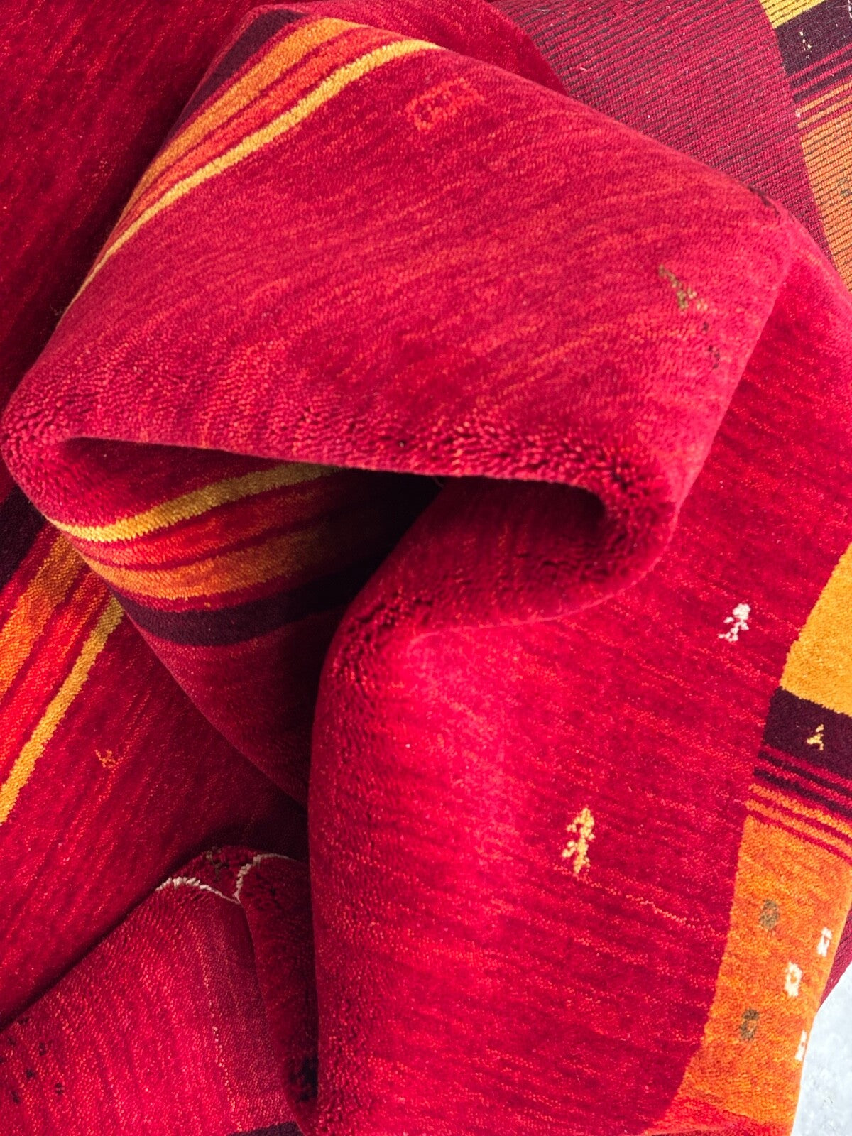 Wollteppich 170x240cm Handgewebt Modern 100% Wolle Rot Mehrfarbig Gabbeh ST22